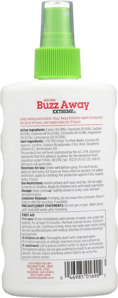 Quantum Health Buzz Away Extreme Natural Insect Repellent 8 fl oz Liquid