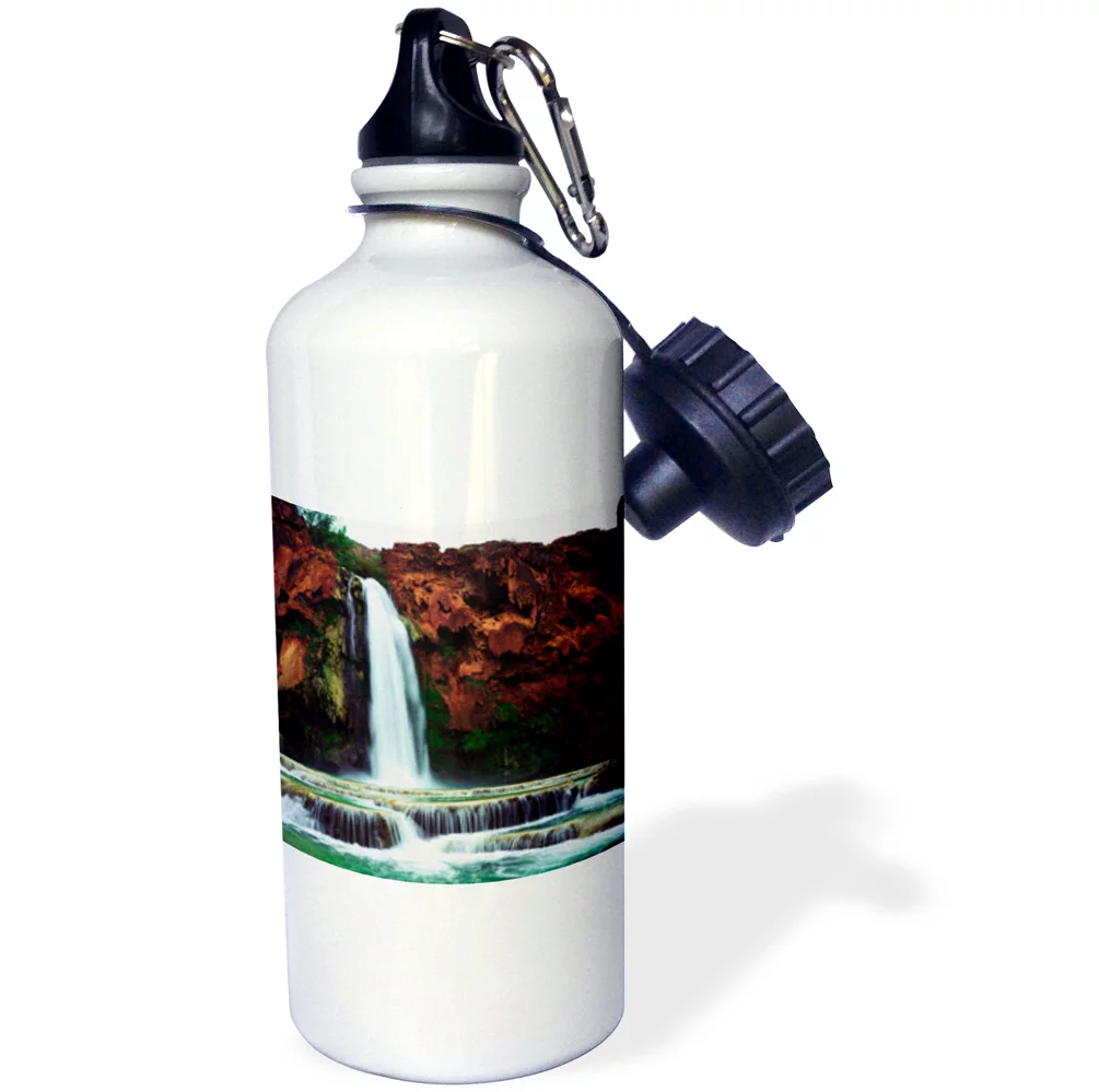 3dRose USA, Arizona, Havasupai reservation. Havasu Falls in the Grand Canyon., Sports Water Bottle, 21oz