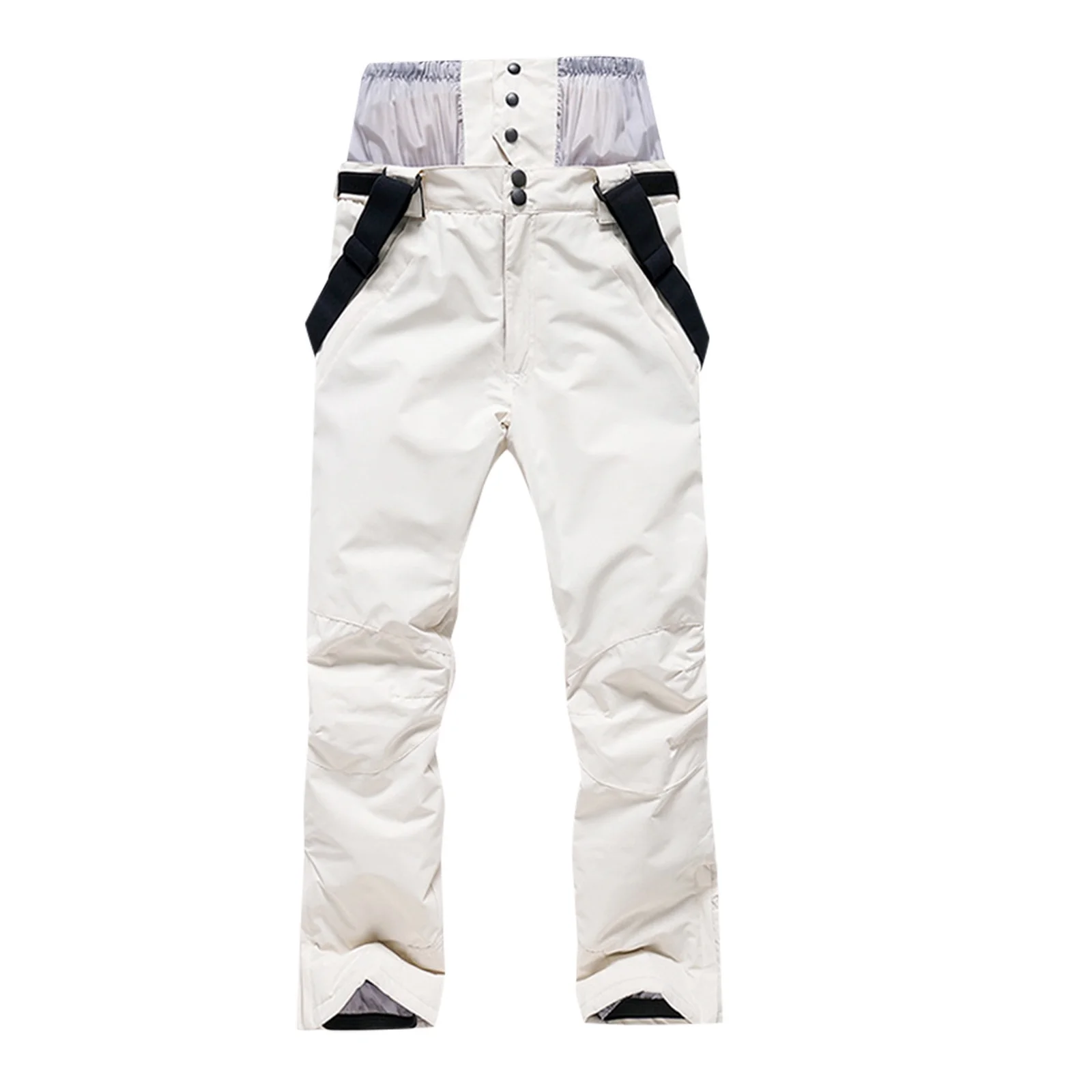 Lilgiuy Women's Ski Pants Veneer Double Pants Keeping Warm Thicken Patchwork With Pocket Overalls Ski Pants