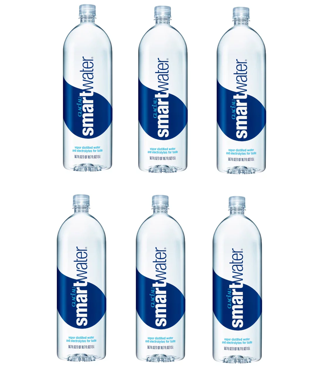 Glaceau Smartwater, 1.5 Liter 50.7 Fl Oz, Bottle (Pack of 6)
