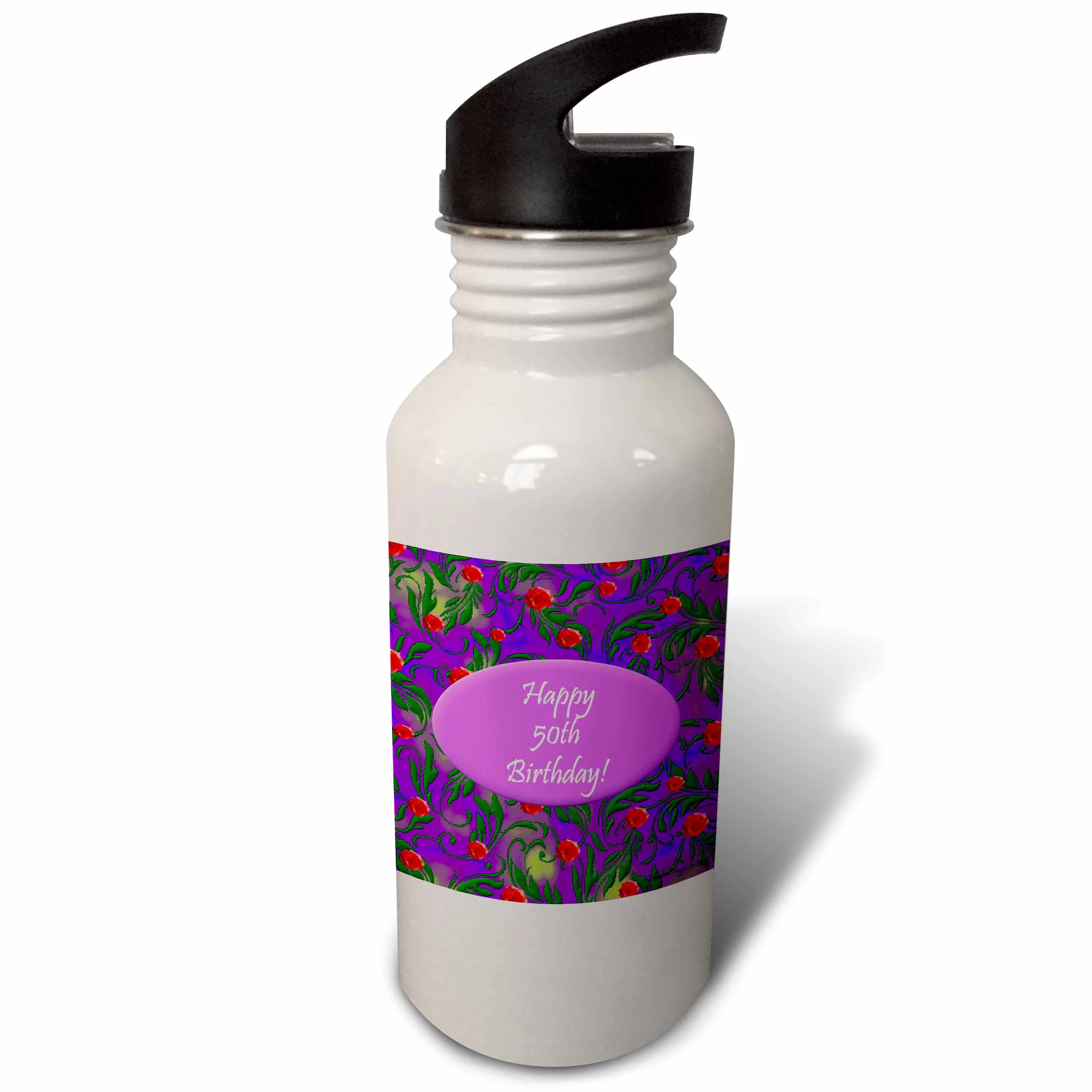 Wild Purple 50th Birthday Design 21 oz Sports Water Bottle wb-39558-1