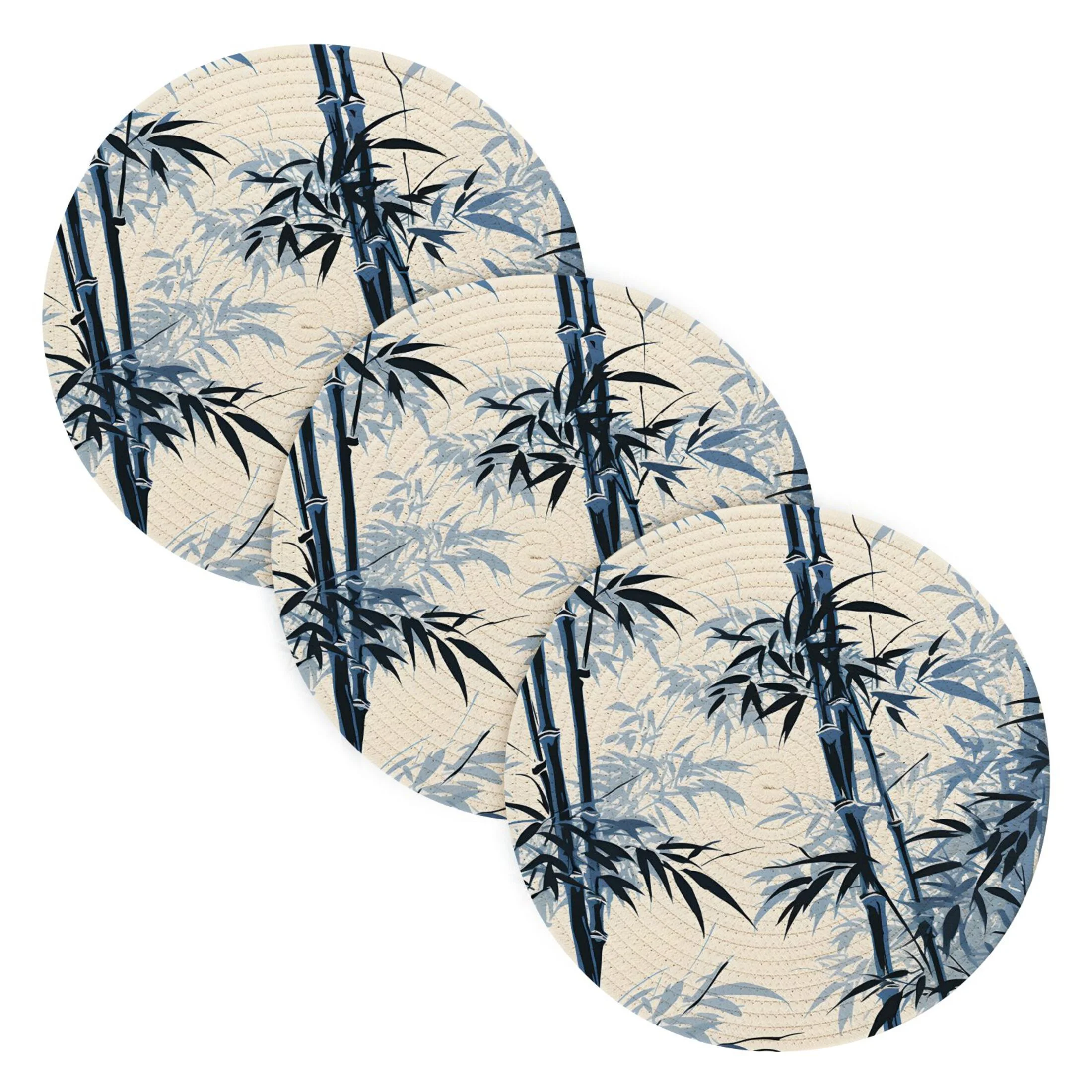 Bamboos 3 PCs Pot Holders Trivets Kitchen 15