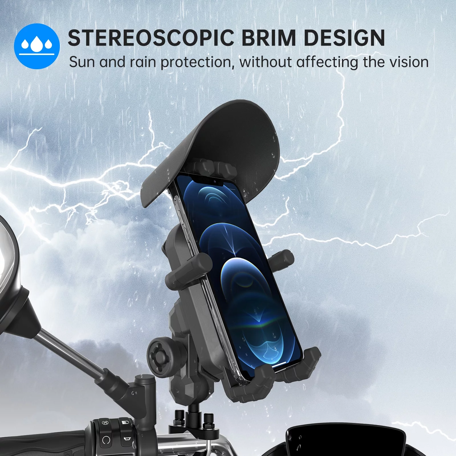 Shinysix Motorcycle Phone Mount Holder Waterproof Motorcycle Cell Phone Holder -theft 360° Rotation Motorbike Handlebar Mount for 3.5-6.5inch Phone