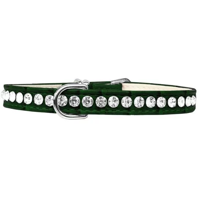 Mirage Pet 82-19-EGC14 Beverly Style Rhinestone Designer Croc Dog Collar, Emerald Green - Size 14