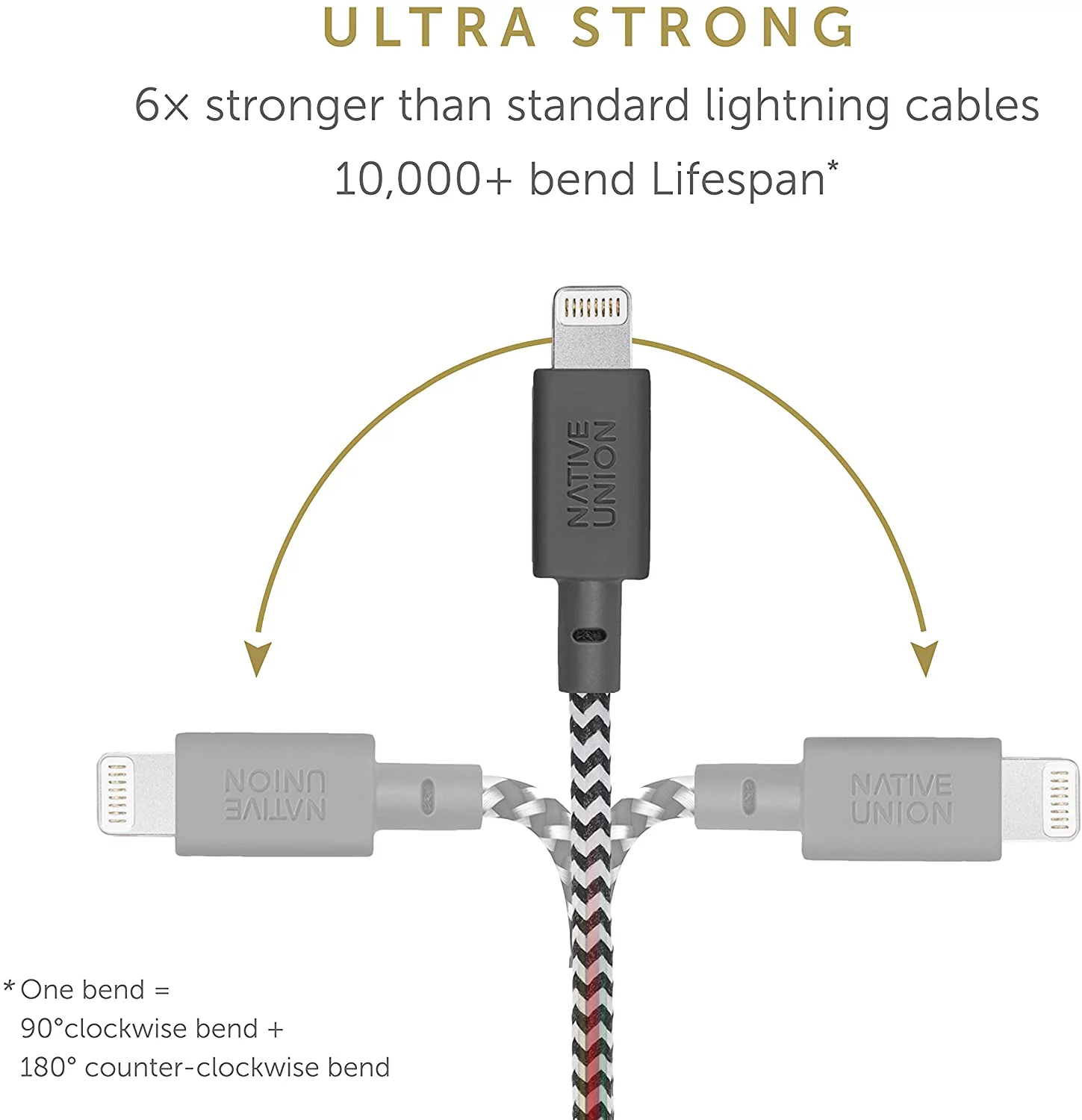 Native Union  10-Ft USB to USB-C Charge and Sync Braided Belt Cable - Gray