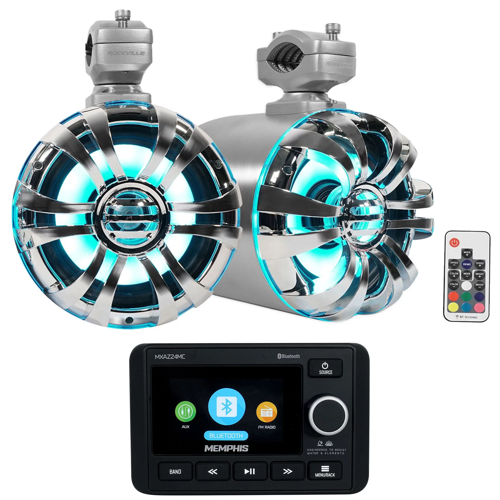 Memphis MXAZ24MC 2-Zone Marine Bluetooth Receiver+2) 6.5