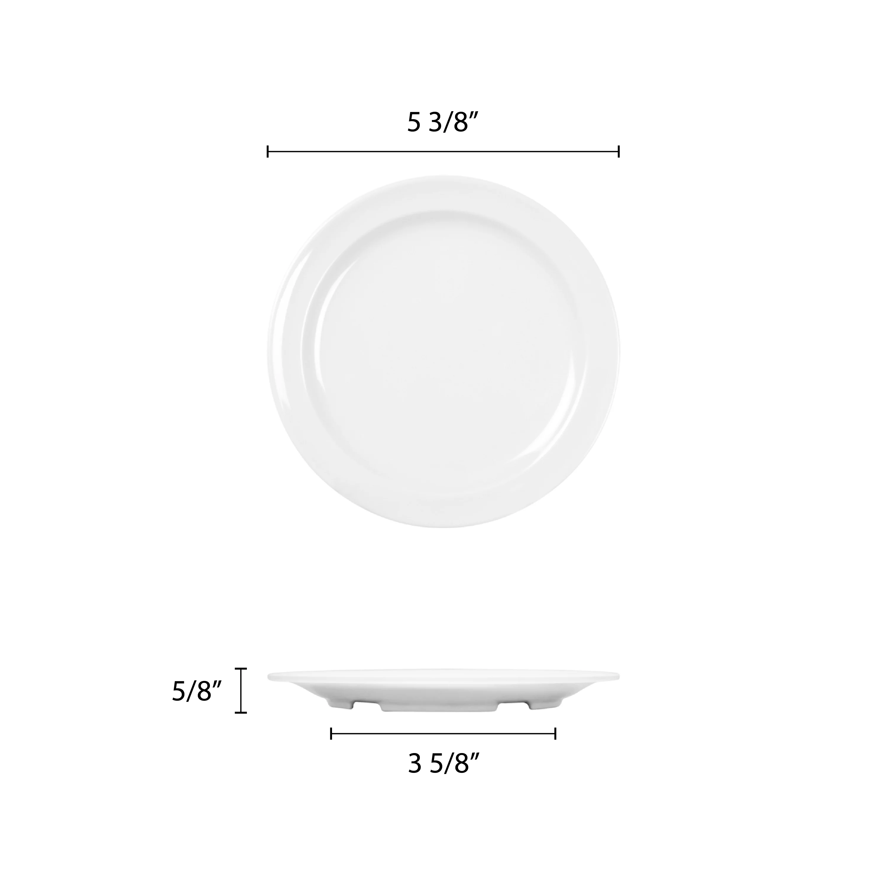 Excellante Nustone White Melamine Dinnerware Collection 5.5 Inch, Round Plate, Comes in Dozen
