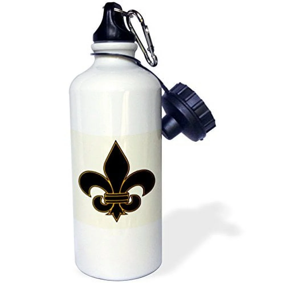 Large Black and Gold Fleur de lis Christian Saints Symbol 21 oz Sports Water Bottle wb-22360-1