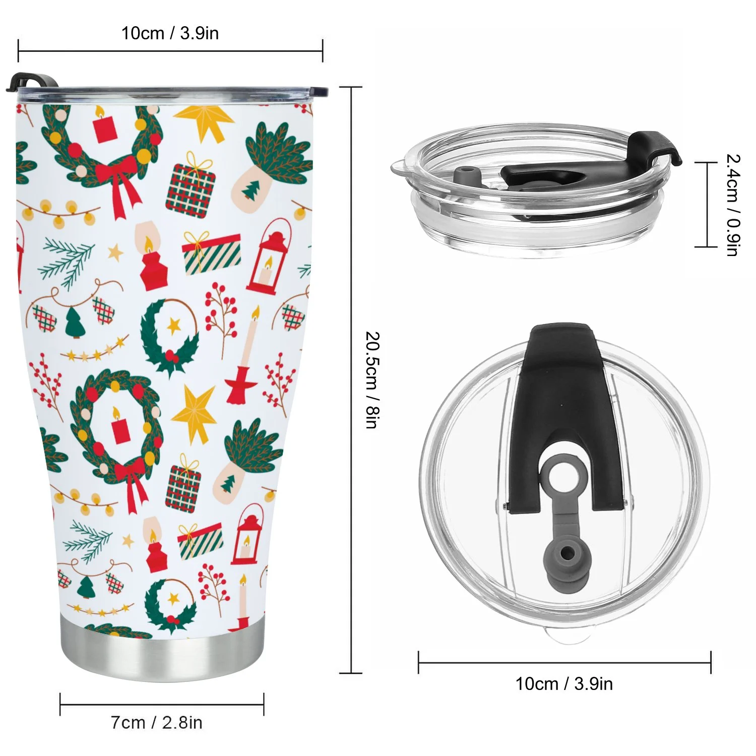 Hidove Stainless Steel Tumbler, Christmas Items Print 30oz Leak Proof & Stainless Steel Bottle for Hot & Cold Drinks - Coffee Travel Mug, Water Metal Canteen, Thermal Cup