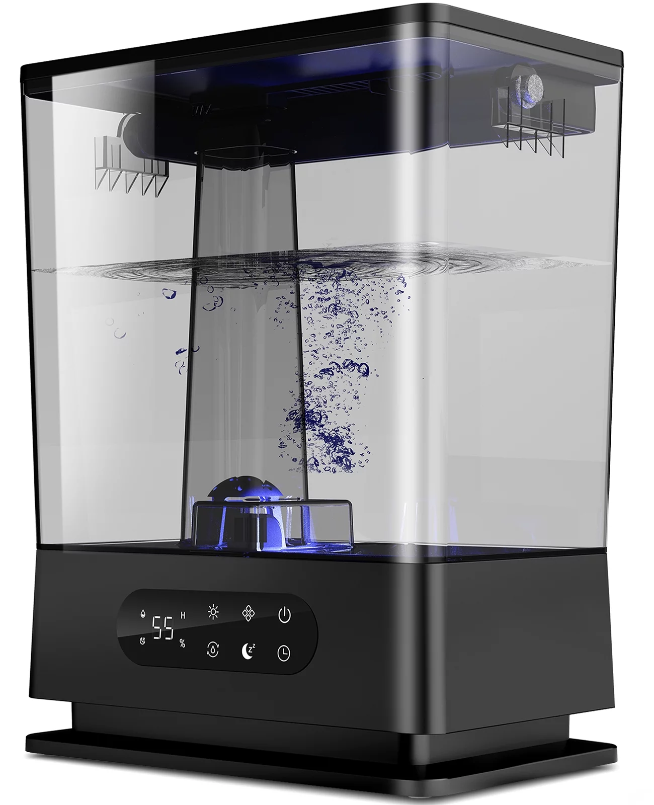 KLOUDIC 6.5L Large Top-fill Humidifier Cool Mist Humidifiers for Home, Bedroom with Customized Humidity for Sleep and Plants, Black