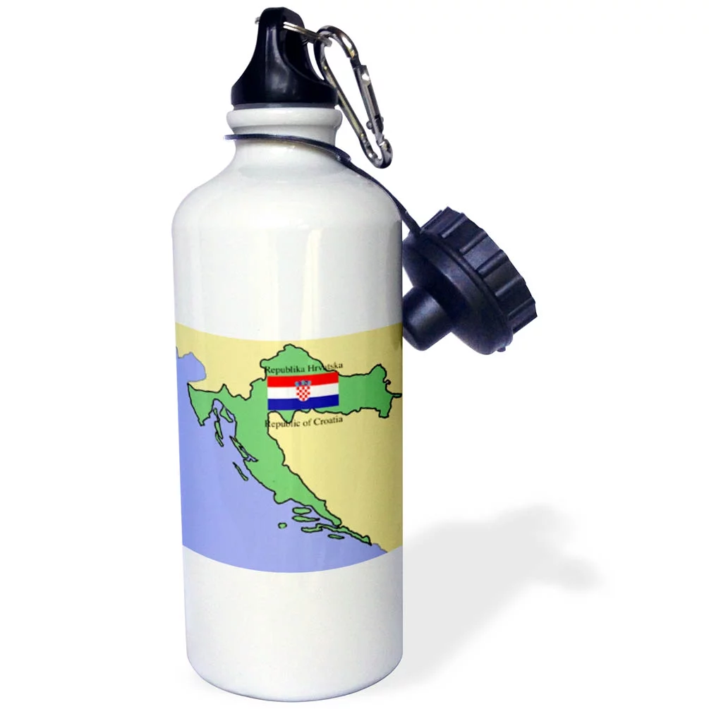 Map and Flag of Croatia with Republic of Croatia printed in English and Croatian 21 oz Sports Water Bottle wb-47324-1