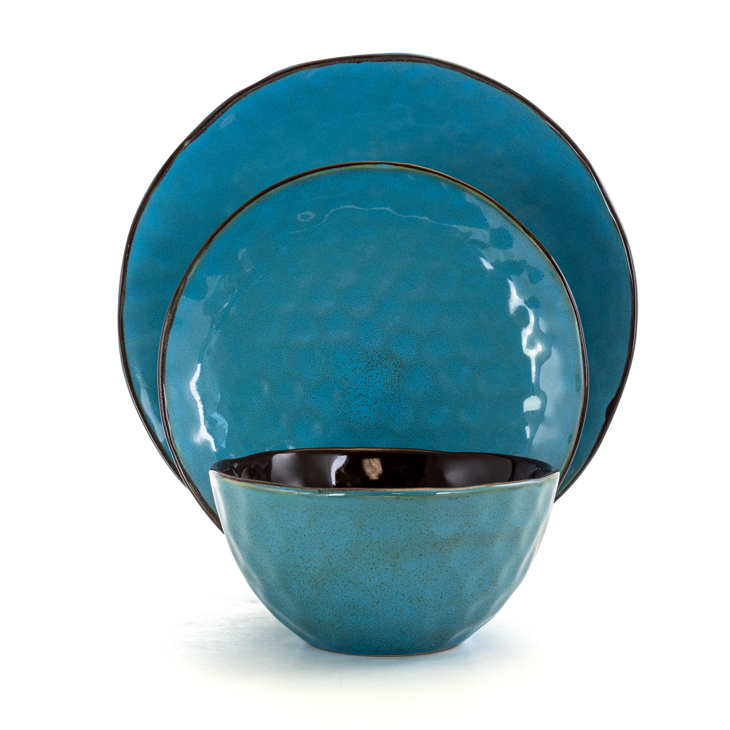 Elama Sea Glass 16 Piece Luxurious Stoneware Dinnerware with Complete Setting for 4