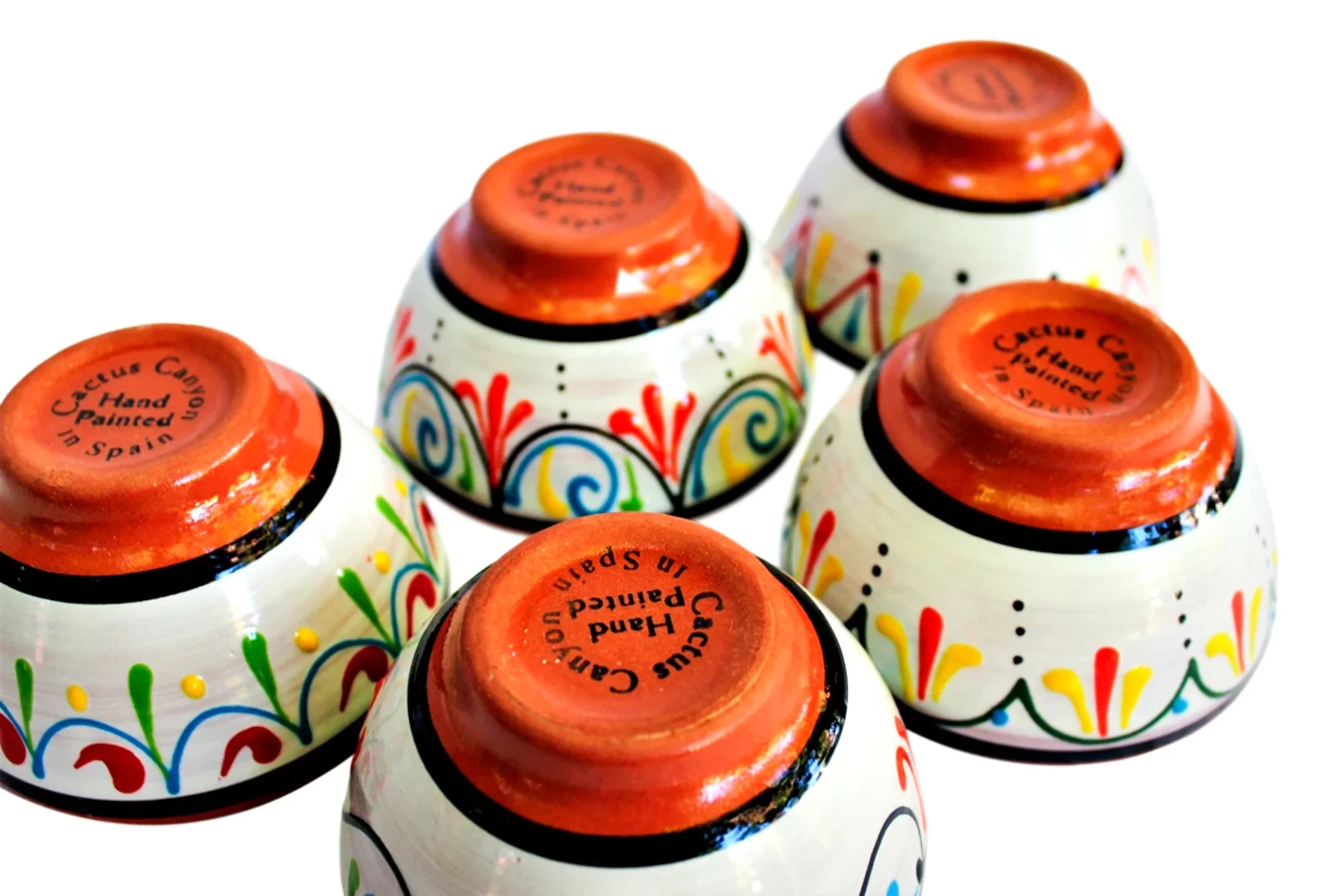 Terracotta White Salsa Bowl Set of 5 - Hand Painted From Spain