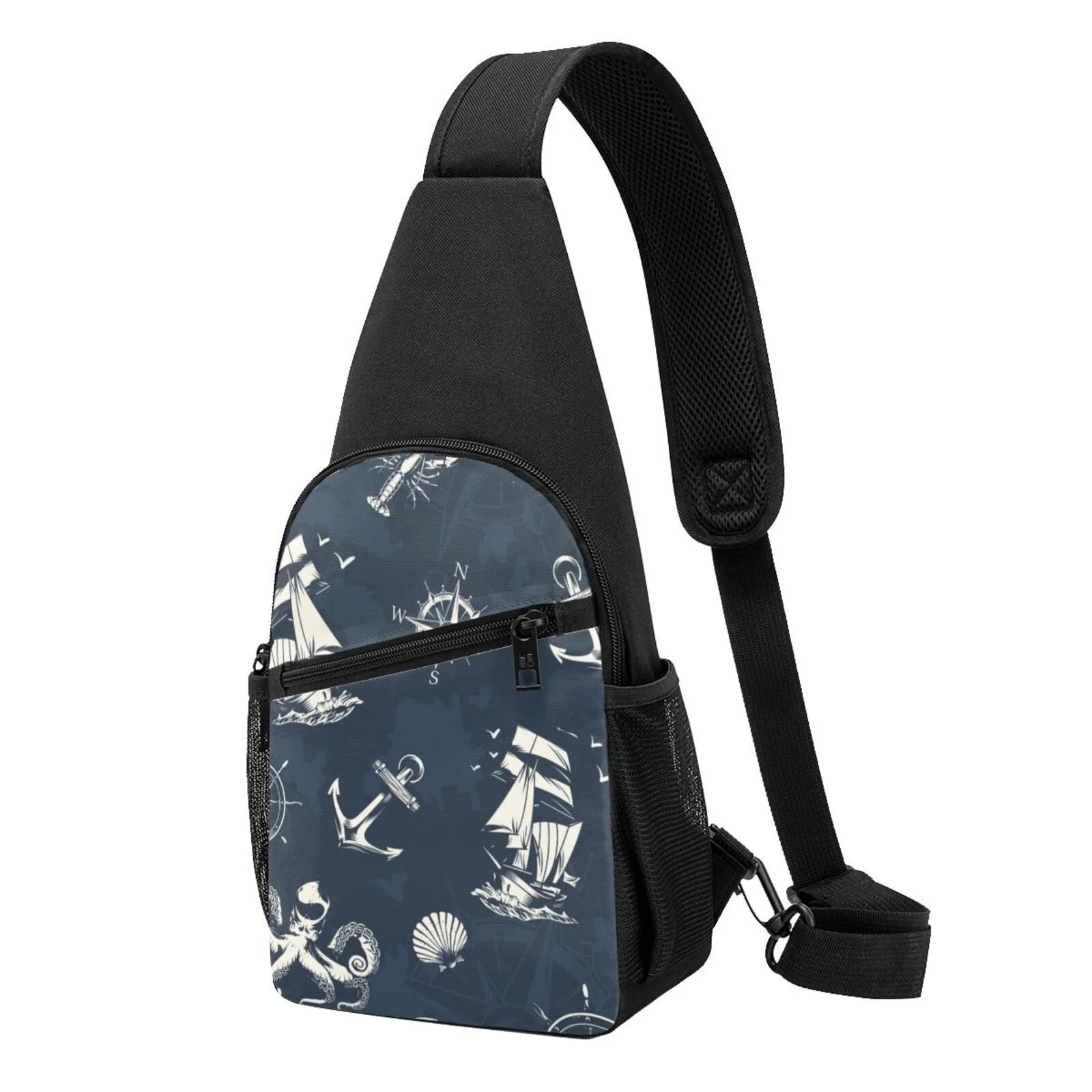 Balery Vintage Marine Chest Pack,Small Sling Bag For Women Men,Crossbody Bags For Travel Hiking Running Sports