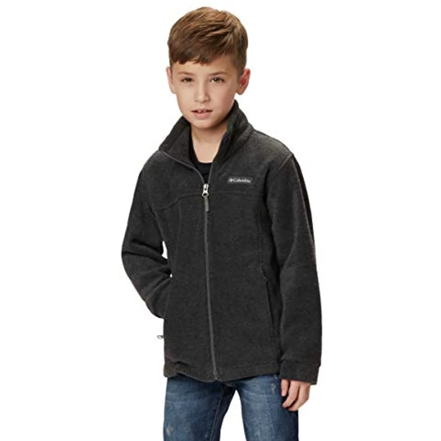 Columbia Youth Boys Steens Mt II Fleece, Charcoal Heather, X-Small