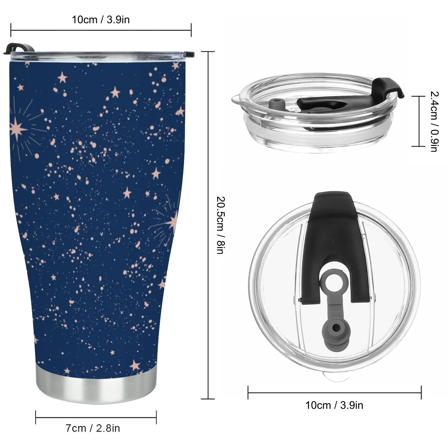 Hidove Stainless Steel Tumbler, Seamless Boho Pattern with Stars 30oz Leak Proof & Stainless Steel Bottle for Hot & Cold Drinks - Coffee Travel Mug, Water Metal Canteen, Thermal Cup