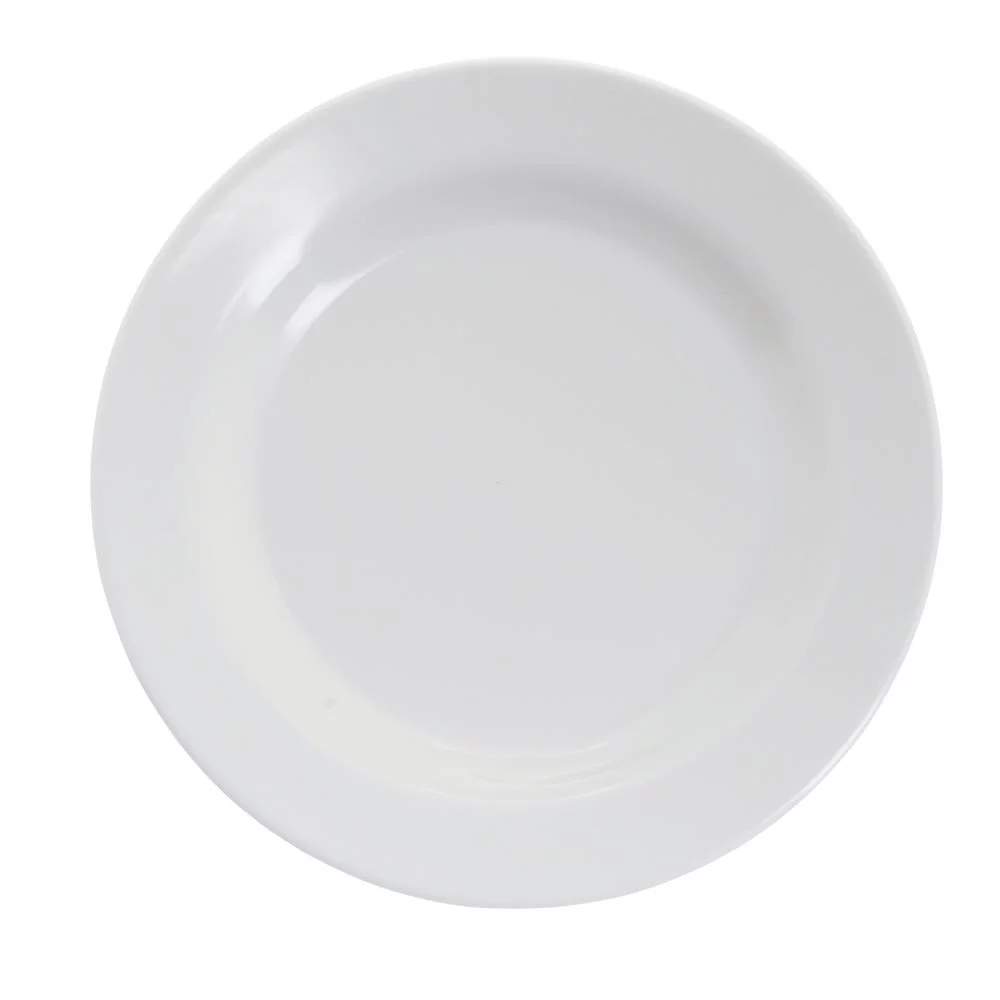 HUBERT® Dessert Plates Wide Rim Melamine White - 6 1/2 Dia 48 Per Case