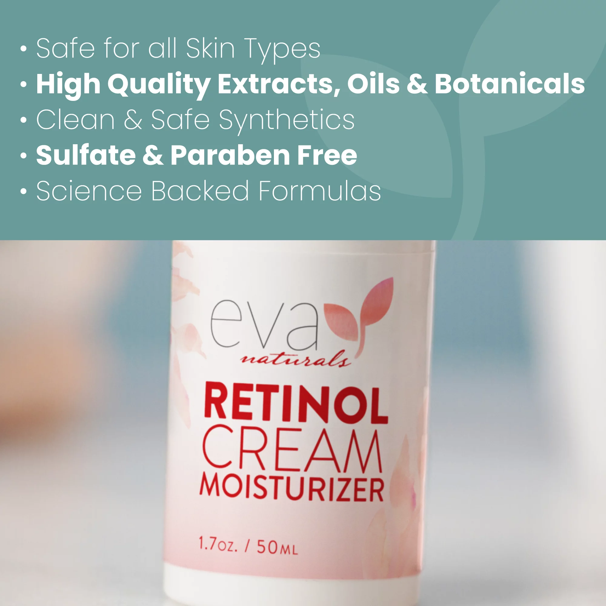 Eva Naturals Retinol Cream Moisturizer Anti-Wrinkles and Fine Lines (White) (1.7 oz)