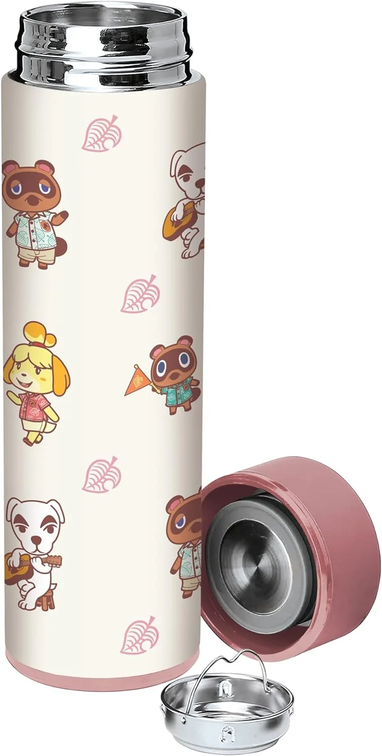 Animal Crossing 17Oz, Insulated, Stainless Steel, Leak Proof, Water Bottle (Island Idols)