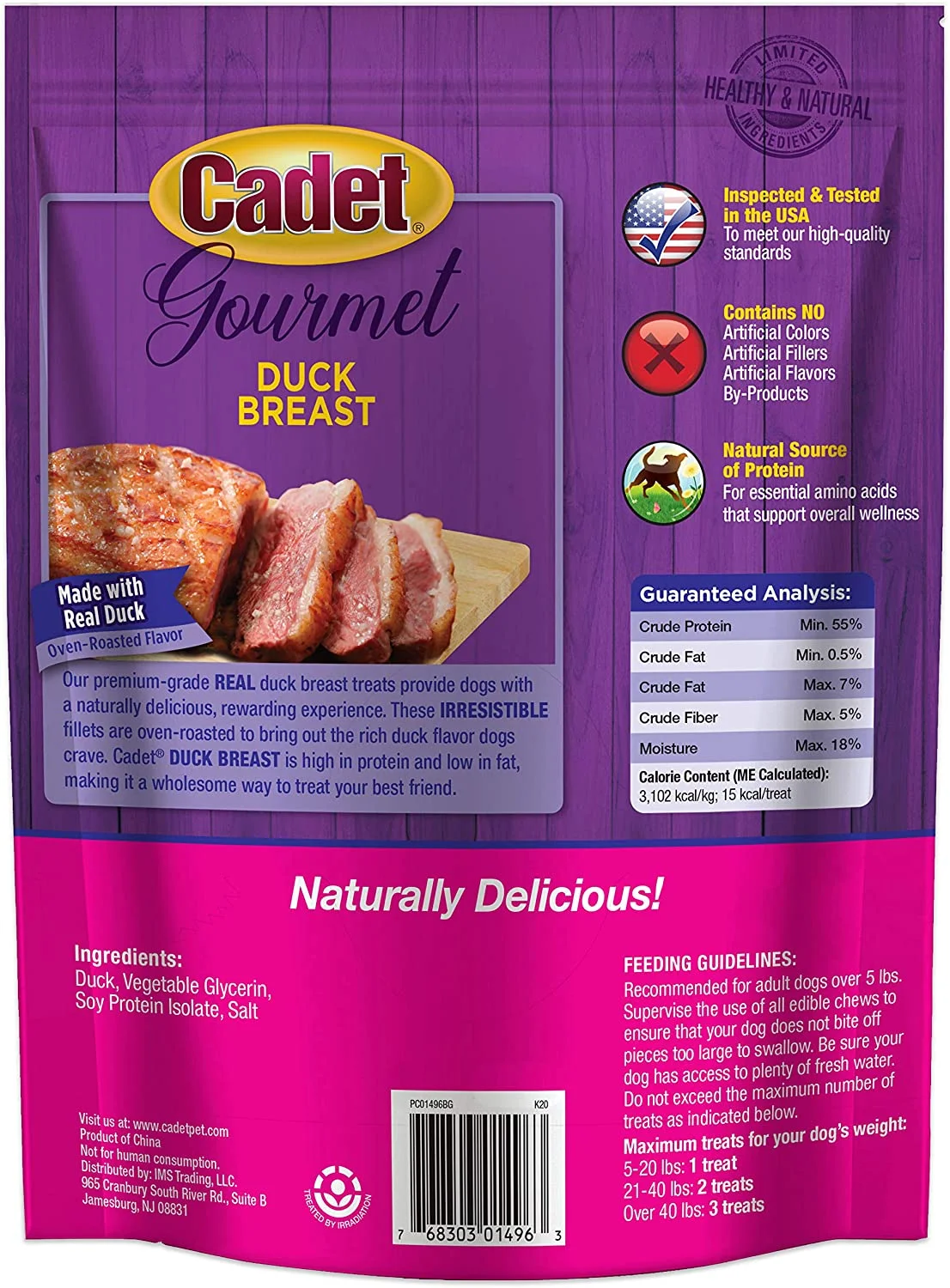 Cadet Premium Gourmet Duck Breast Dog Treats, 2.5 lb.