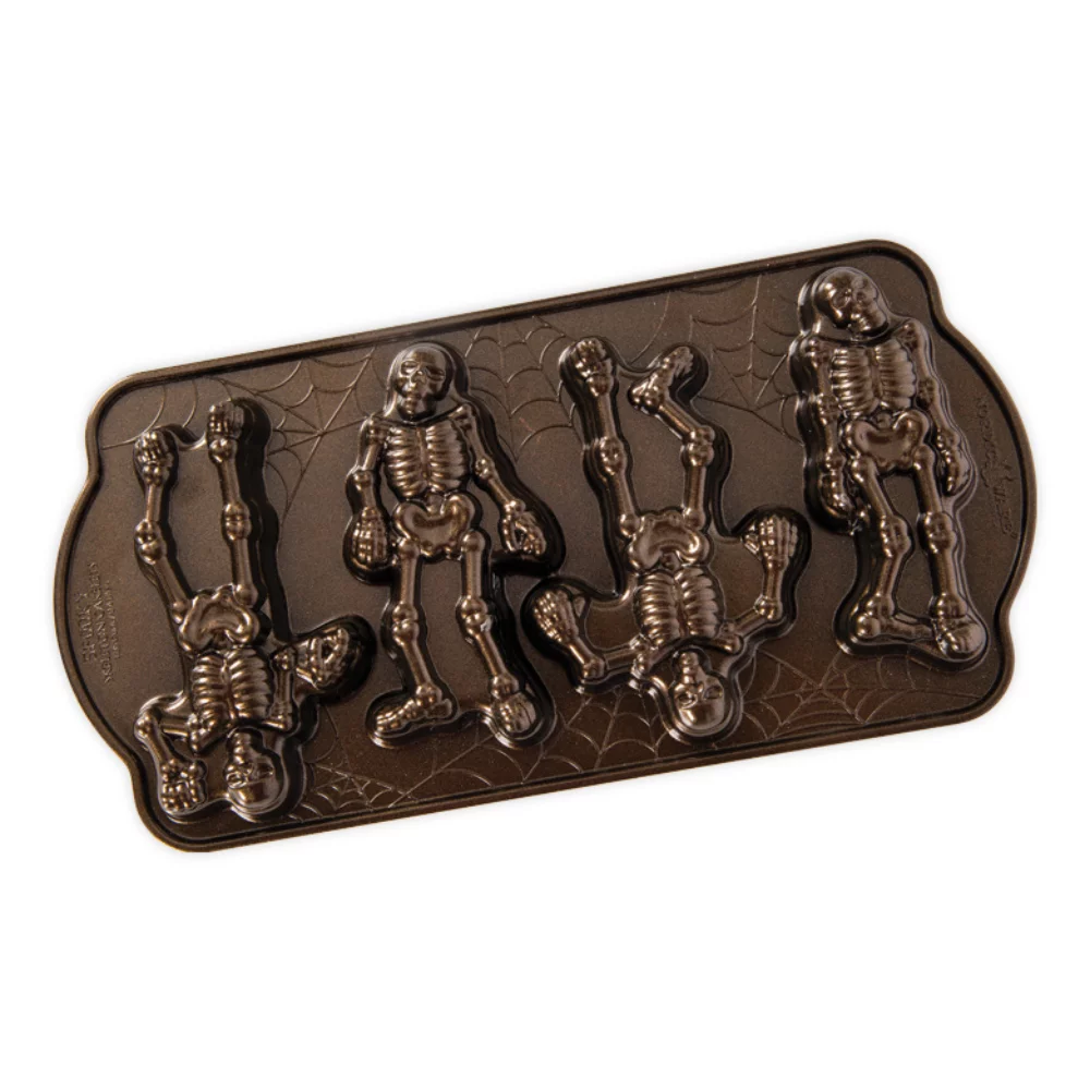 Nordic Ware Bronze Cast Aluminum Spooky Skeleton Mini Cakes, 1.85 Cup Capacity, 13.9