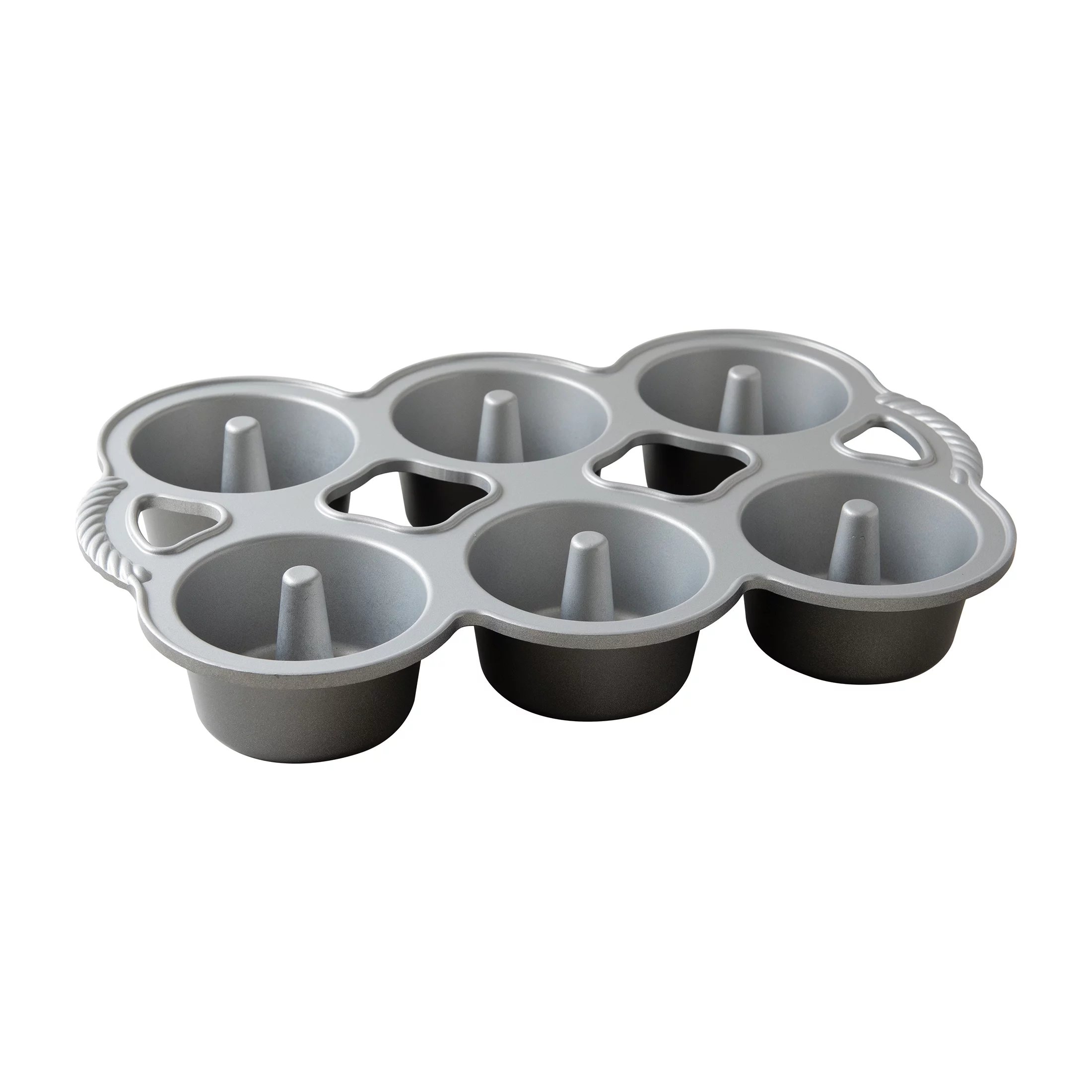 Nordic Ware Mini Angel Food Cakes, 6 Cavity Nonstick Cast Aluminum, Gray, 14.3