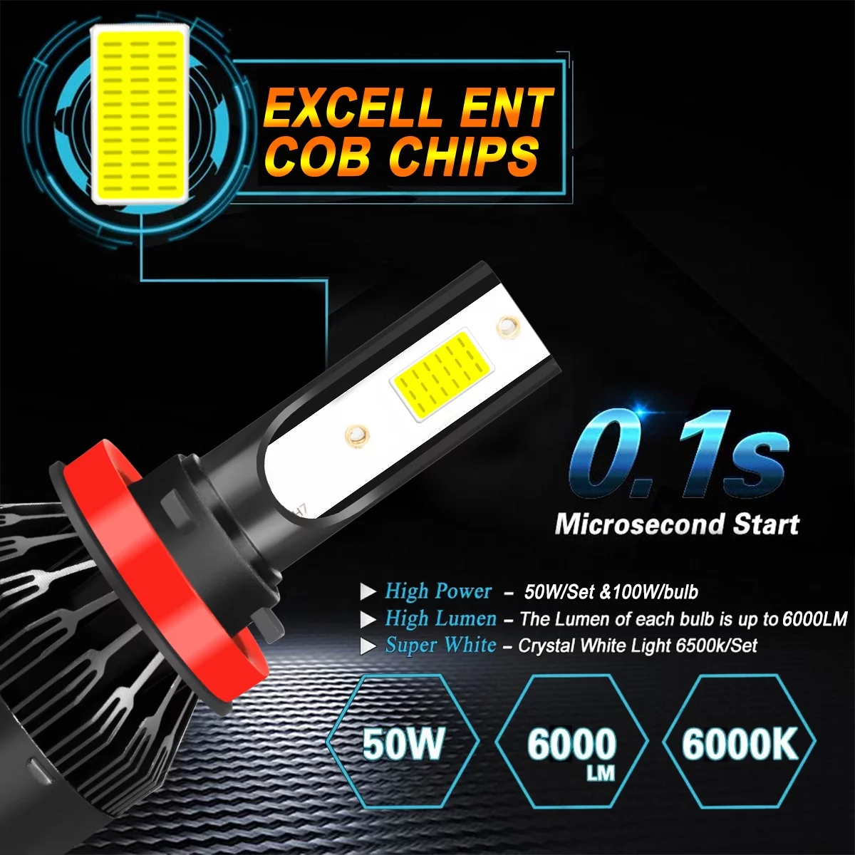 For 2016-2022 Subaru Crosstrek LED Headlight Bulbs 9005 H11 High/Low Beam H11 H8 Fog Light 6000k 6pcs