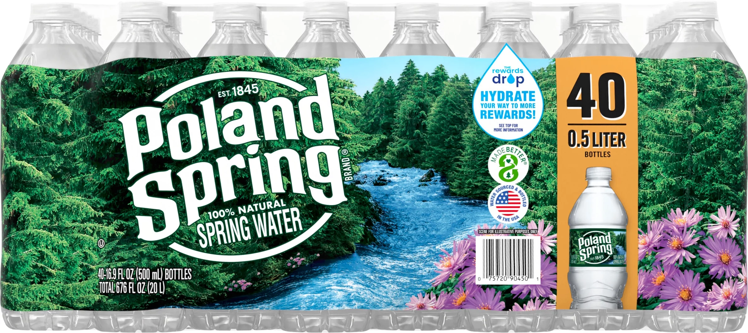 POLAND SPRING Brand 100% Natural Spring Water, 16.9-ounce plastic bottles (Pack of 40)