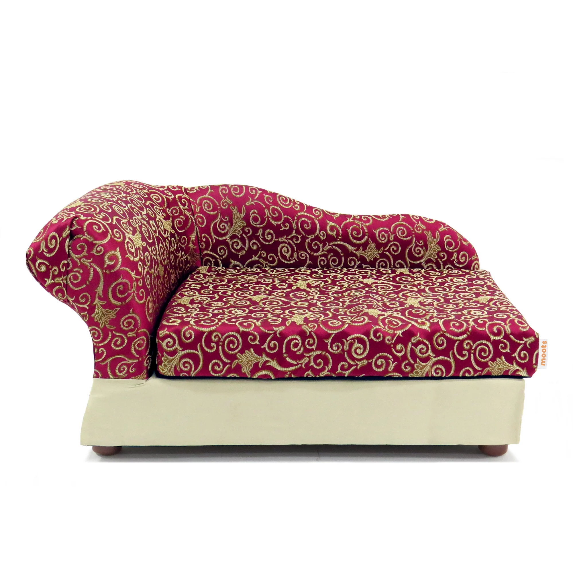 Moots Cleopatra Pet Chaise Lounge Bed Elegant Burgundy Red, Medium