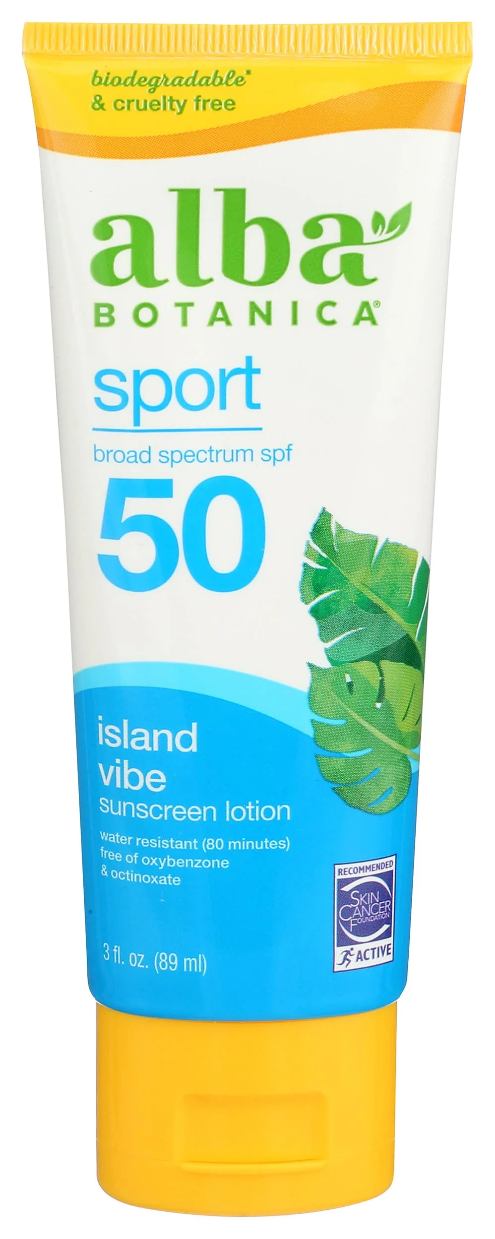 Alba Botanica Sunscreen Lotion, Sport, SPF 45, Fragrance Free, 4 Oz (Packaging May Vary)