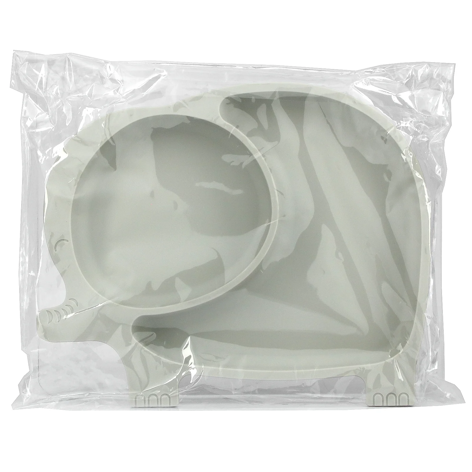 Sage Spoonfuls Sili Elephant Silicone Divided Toddler and Baby Plate with No-Slip Suction Base, Gray
