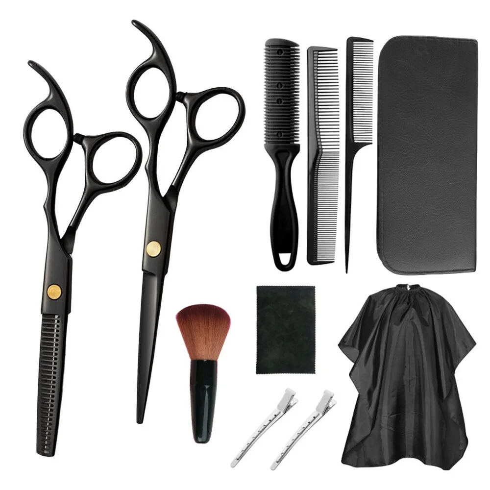 Leyfeng Hairdressing Kits 13 PCS Stainless Steel Professional Barber Scissors Set Hair Teeth Trimmer Flat Cutting Shears Comb