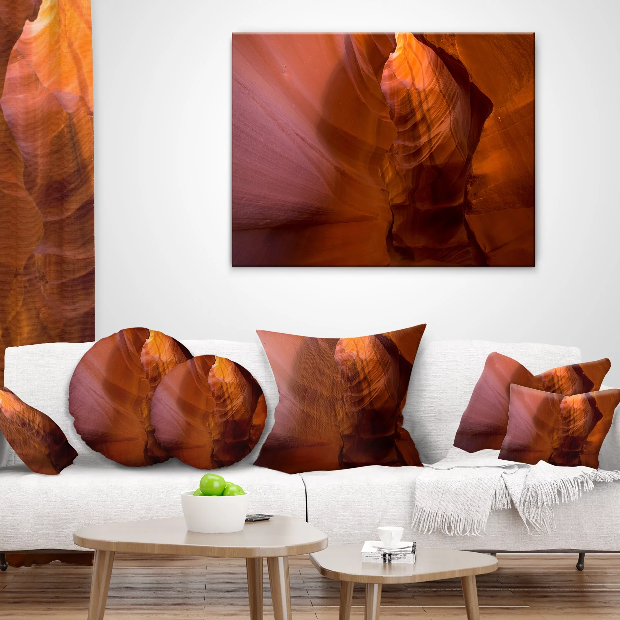 Designart Antelope Canyon Crack - Landscape Photography Throw Pillow - 12x20
