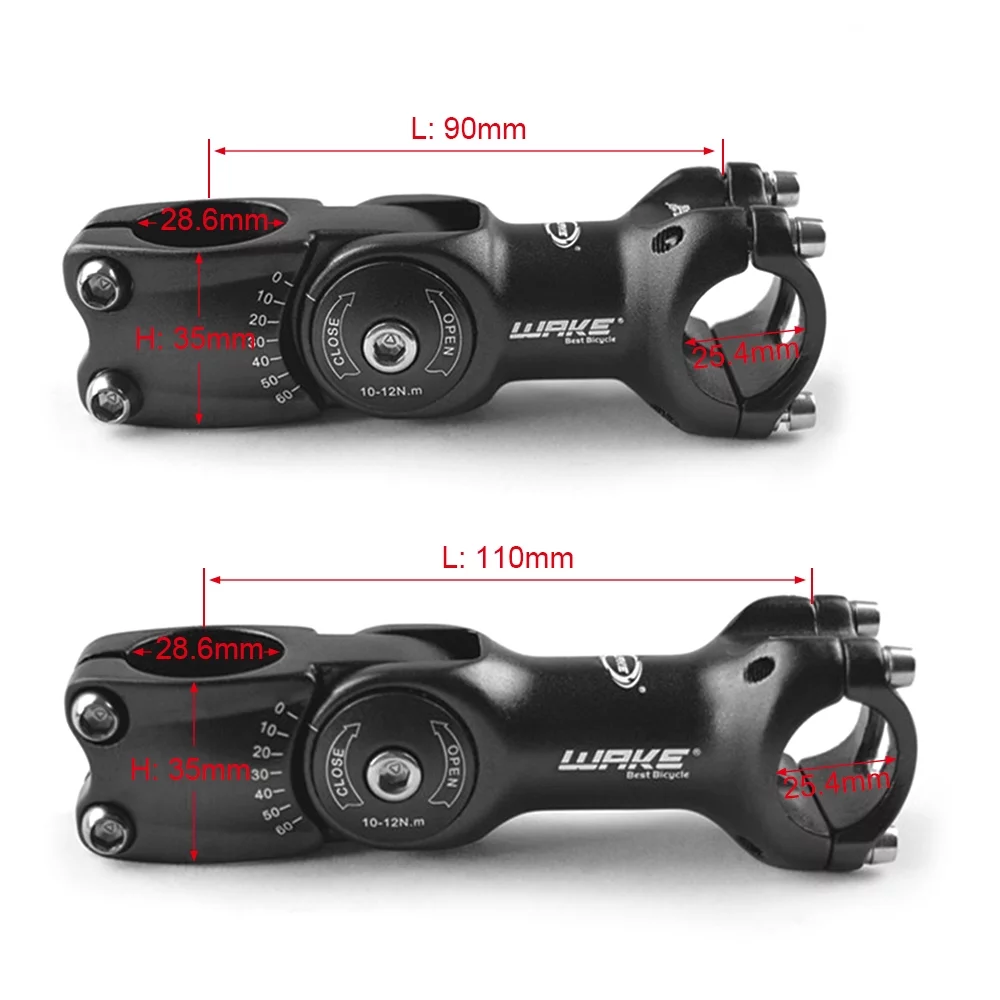 WAKE 25.4mm / 31.8mm 60 Degree Adjustable Bike Aluminum Alloy MTB Mountain Bike Road Handlebar Riser