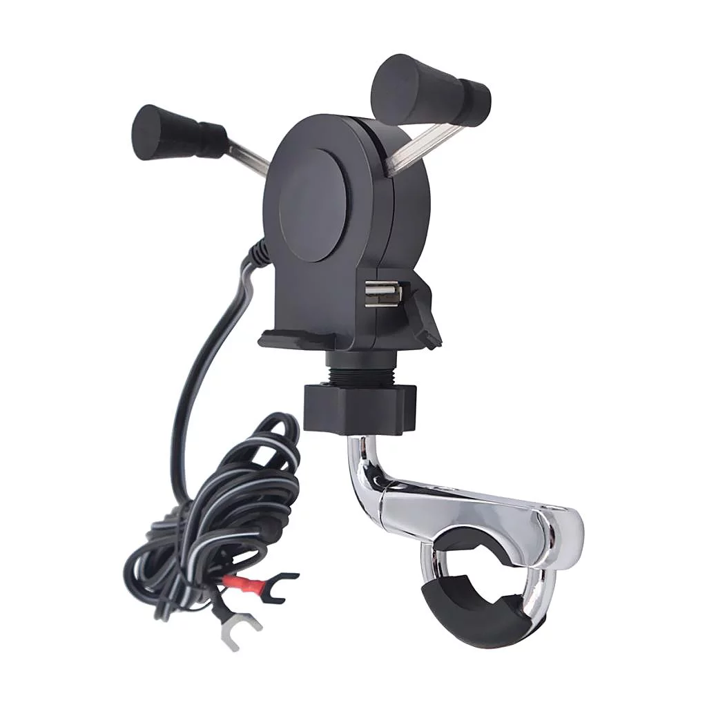 360  degree Rotatable Mobile Phone Holder Clamp Fit For Motorcycles Handlebar Holder With Built-in USB Port