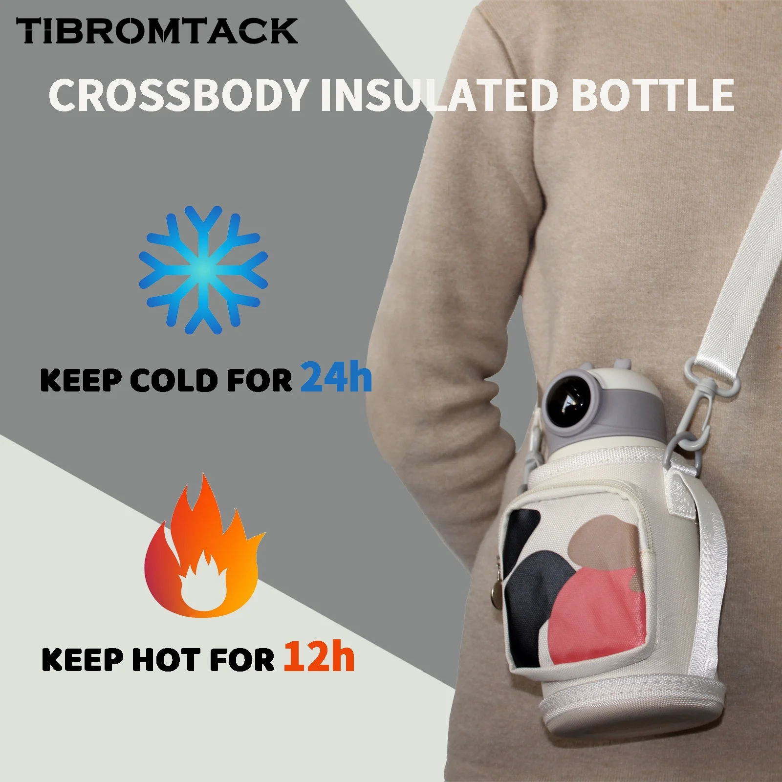 Insulated Water Bottle, Kids 19oz Titanium Thermos Water Bottle with 2 Lids, Leak-Proof Crossbody Water Cup, Vacuum Insulated Kids Straw Bottle