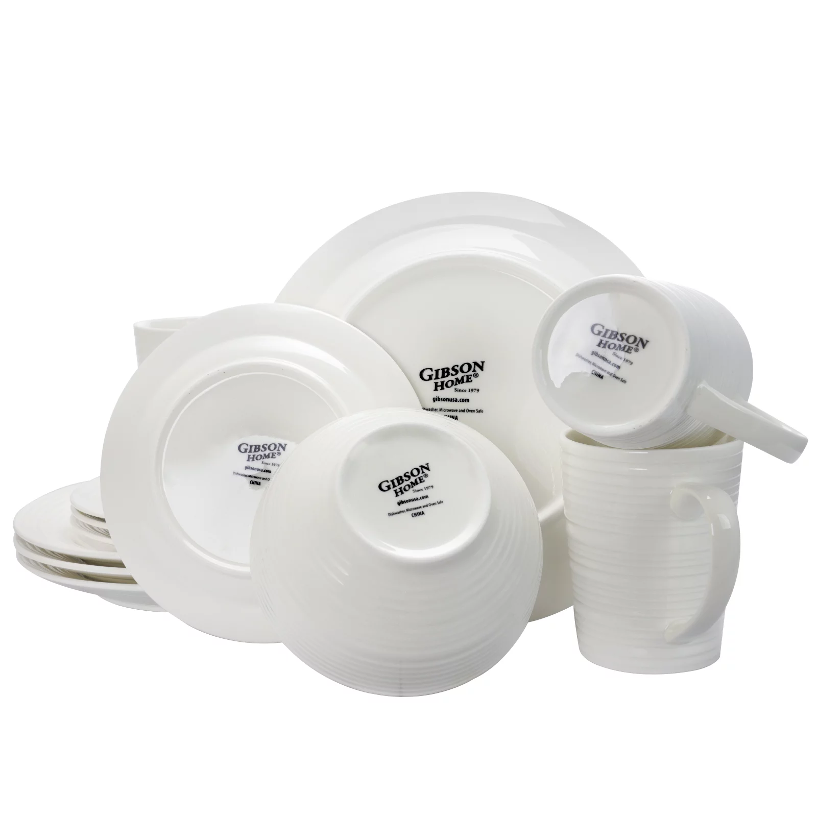 Gibson Amelia Court 16 Piece Dinnerware Set in Embossed White