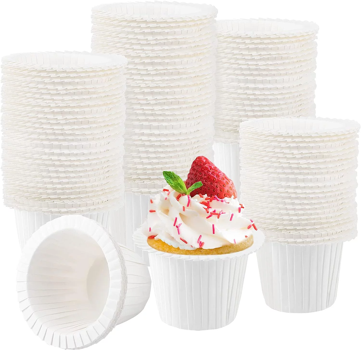 Disposable Muffin Liners 200pcs, Parchment Cupcake Liners White Cupcake Wrappers Paper Cupcake Baking Molds Mini Cake Paper Cups Holiday Decor Bakeware for Bakery& Home Baking, Wedding Serving