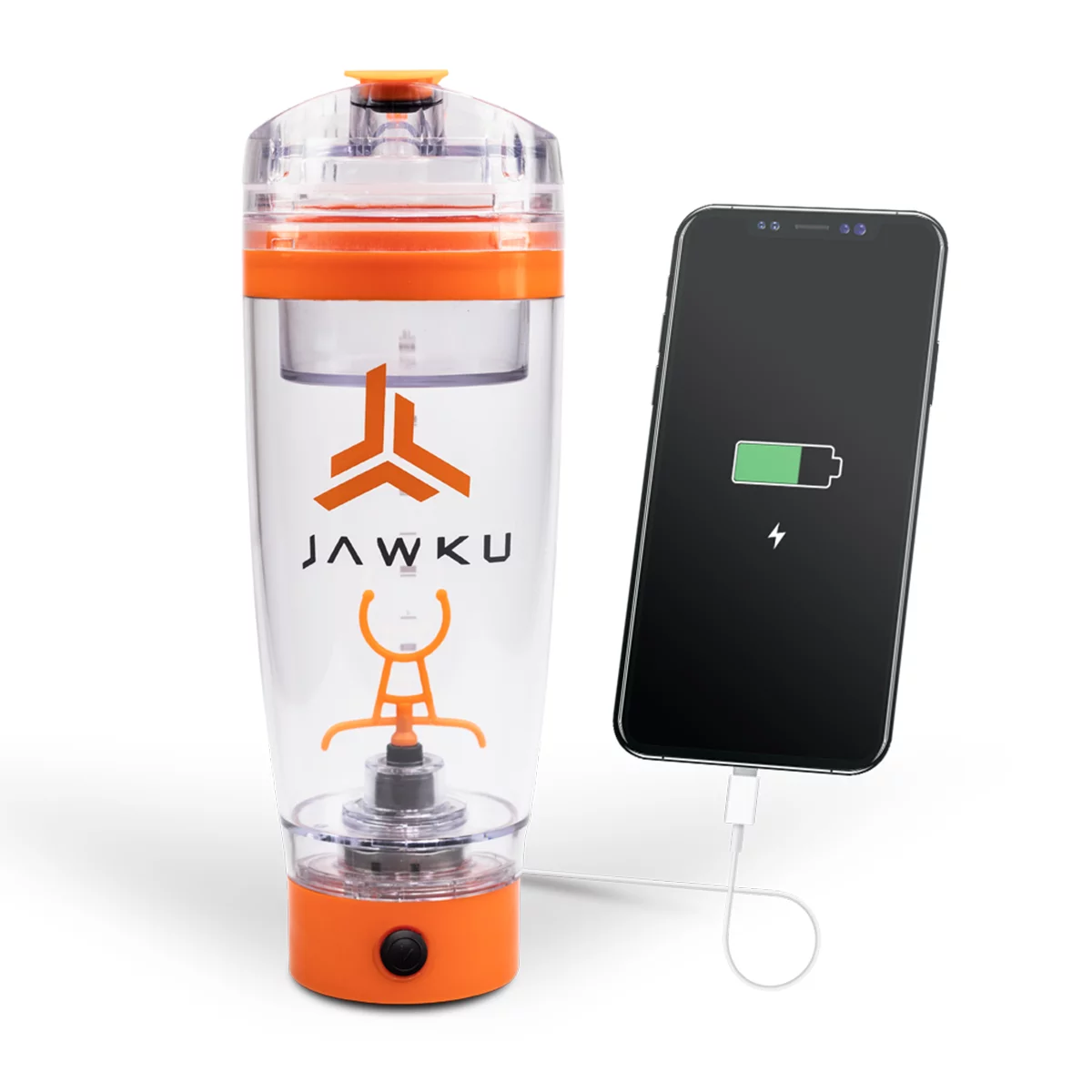 JAWKU Power Shaker Bottle Now with Dry Storage Container // A Powerful 11,000 RPM Mixer and Built-in Charger for Your Devices / 600ml (20oz.) BPA Free/New Dry Storage Container