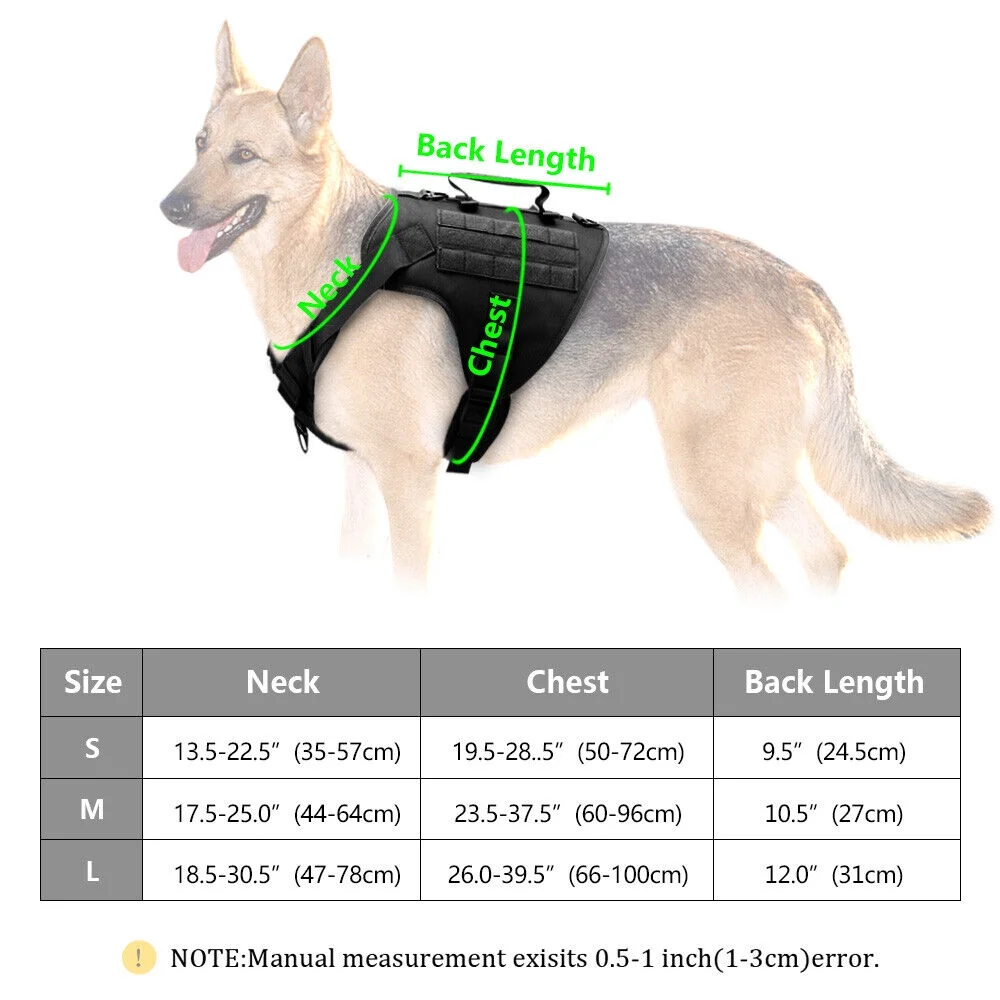 Tactical Dog Harness Collar and Leash Set Military Pet Training Vest with Handle