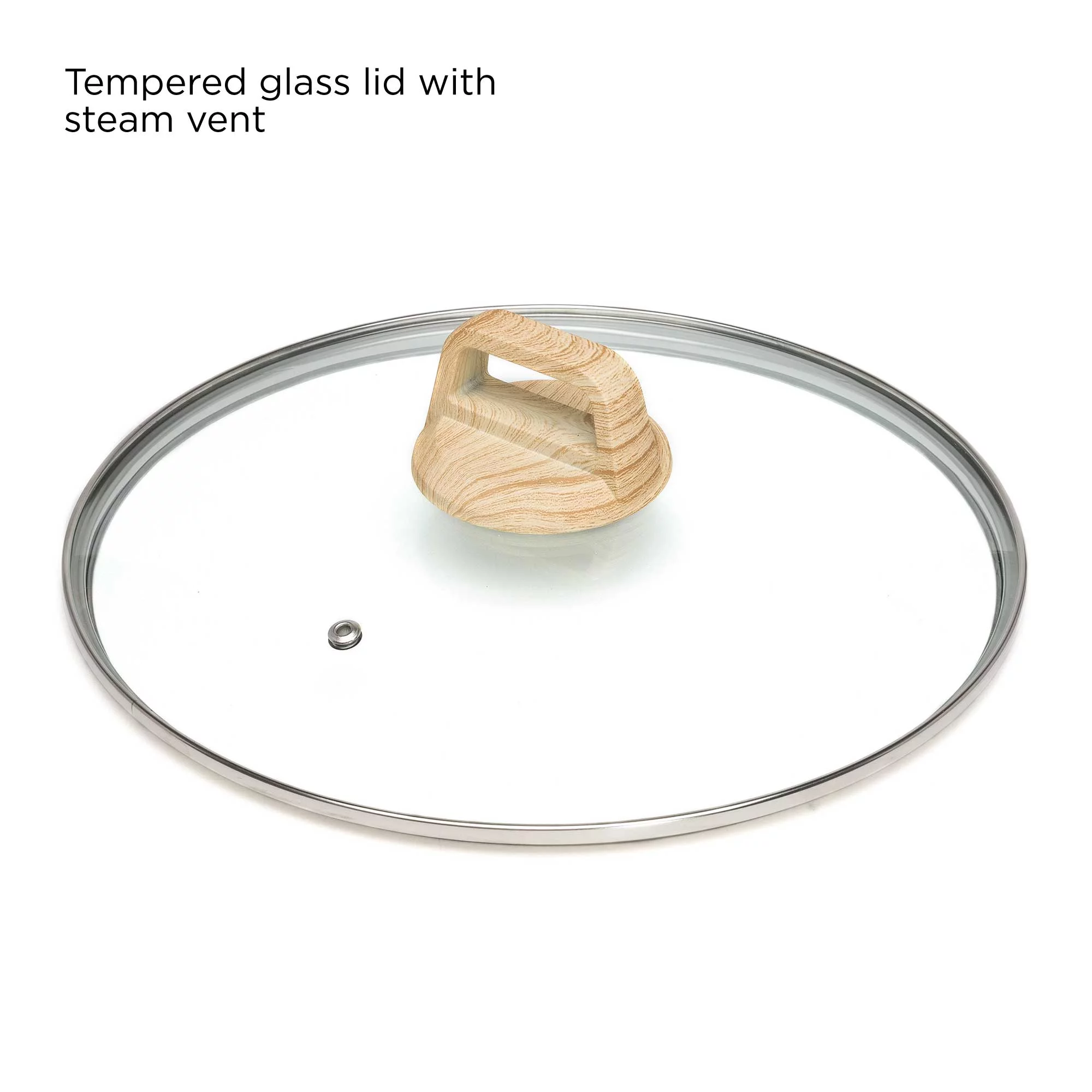 Ecolution Farmhouse Cast Aluminum Speckle Coated Saucepan with Ergonomic Wood Look Handle, Dishwasher Safe, Durable Non-Stick, 1.6 Quart