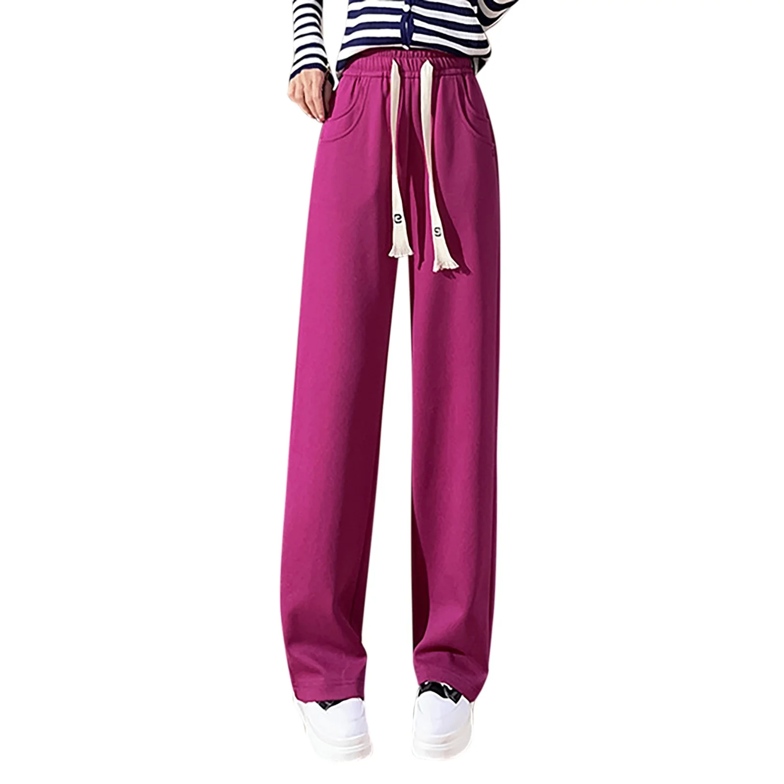 Womens Hiking Cargo Pants Joggers Sweatpant 2022 Women's Oversize Wide Leg Pants High Waisted European Cotton Wool Straight Long Trousers W