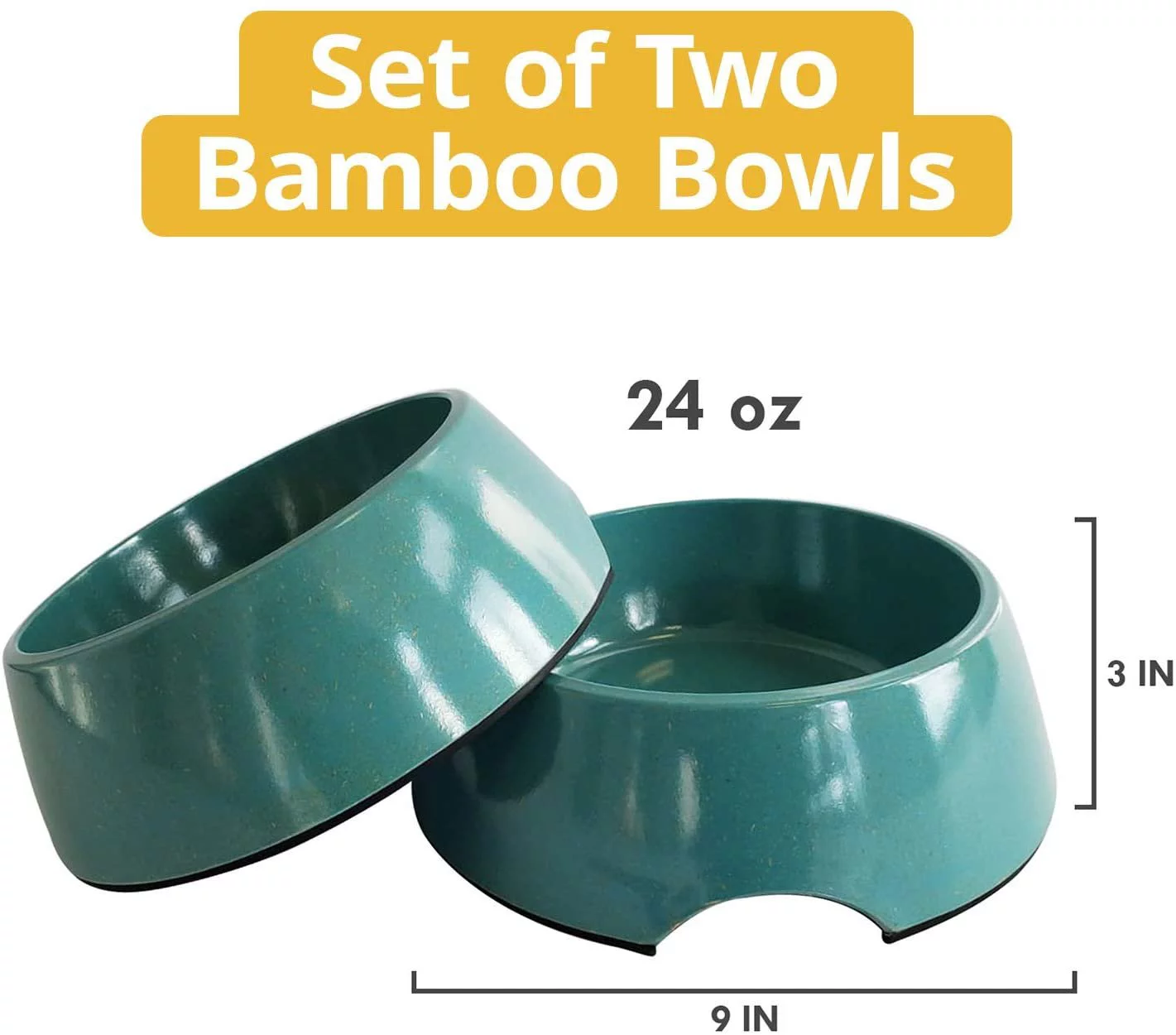 American Pet Supplies Dog Bowls, Set of 2 Bamboo Bowls for Puppies and Dogs, 24 Oz, Pacific Blue