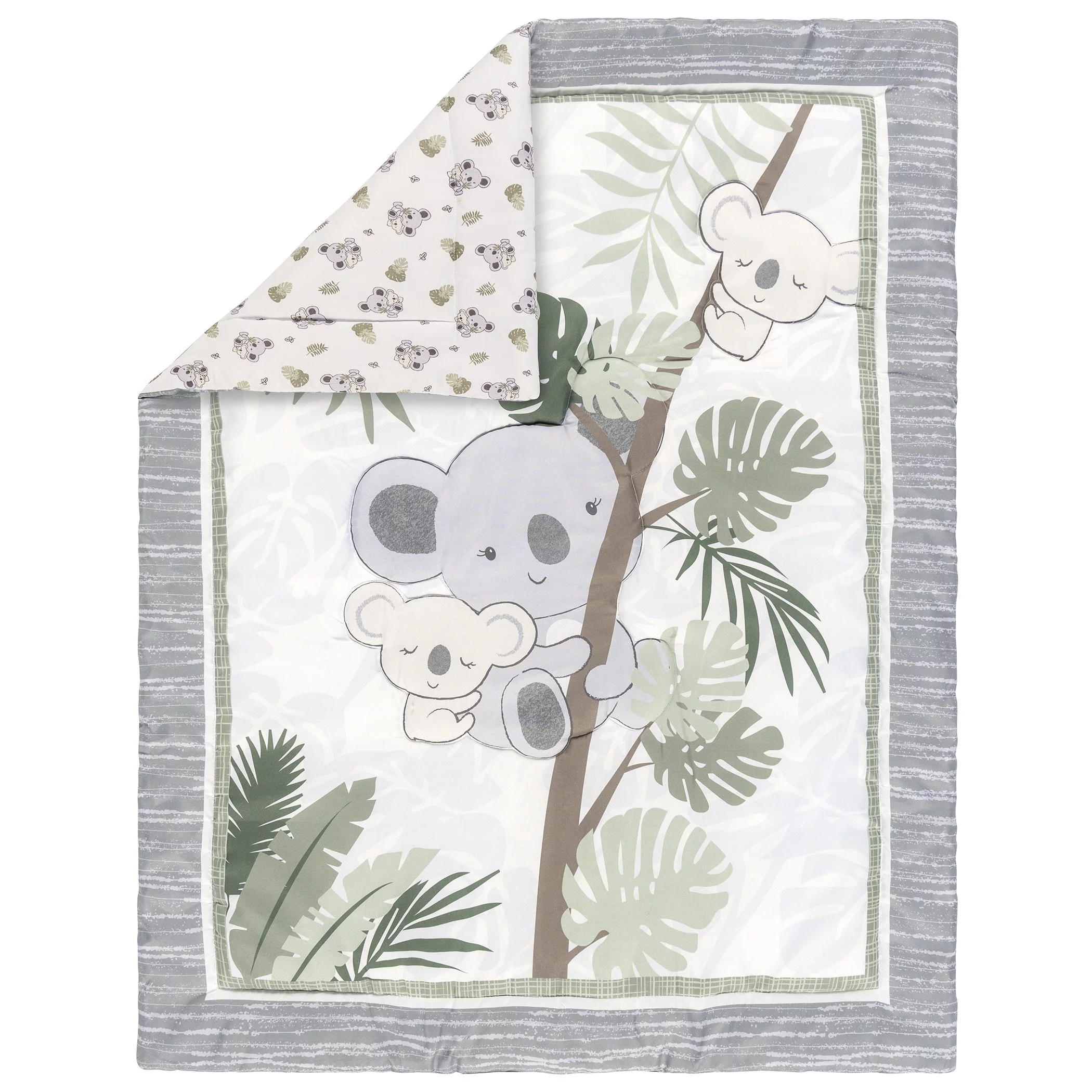 Sammy & Lou Koala Love 4 Piece Crib Bedding Set, Gray, White, Green, Brown, Infant, 200 Thread Count, Koala Character