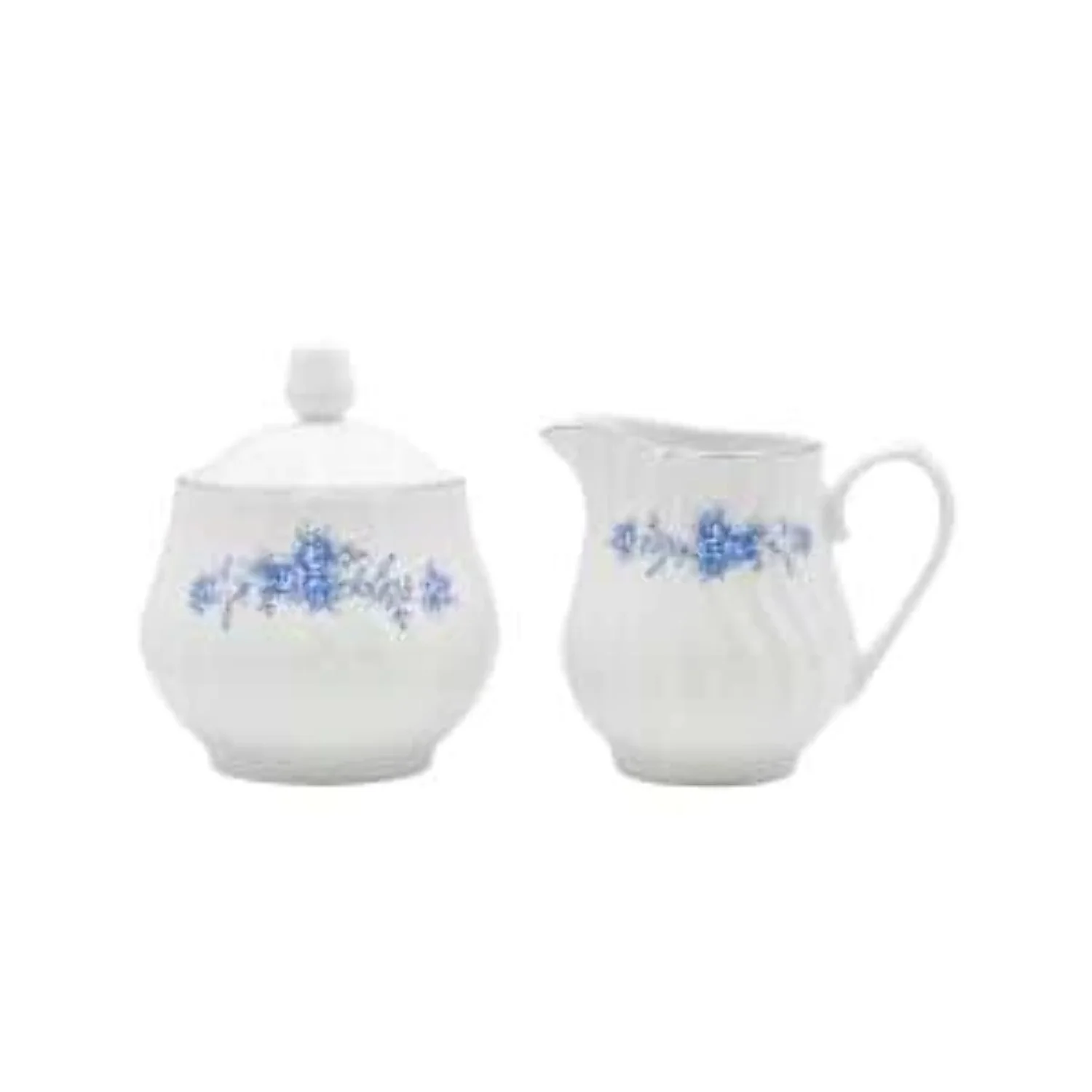 Lynns Paradise Royal Rose Set of 12 Sugar & Creamer Set, Set of 18, ; 999 Fine Silver Trim, Embossed Swirl, Colorful Floral Print, Porcelain
