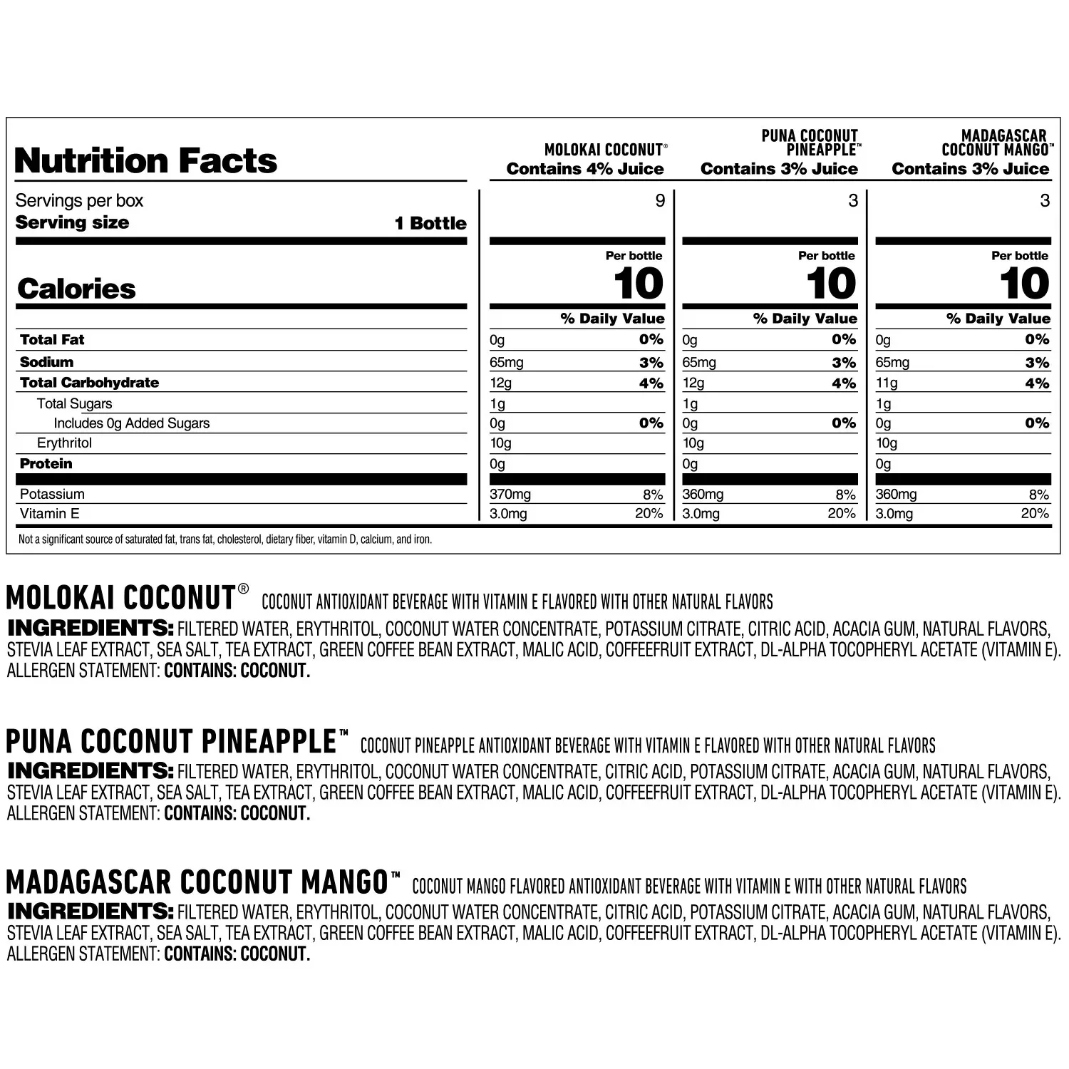 Bai Cocofusions Antioxidant Infused Beverage Variety Pack, 18 Fl Oz (15 Pack)