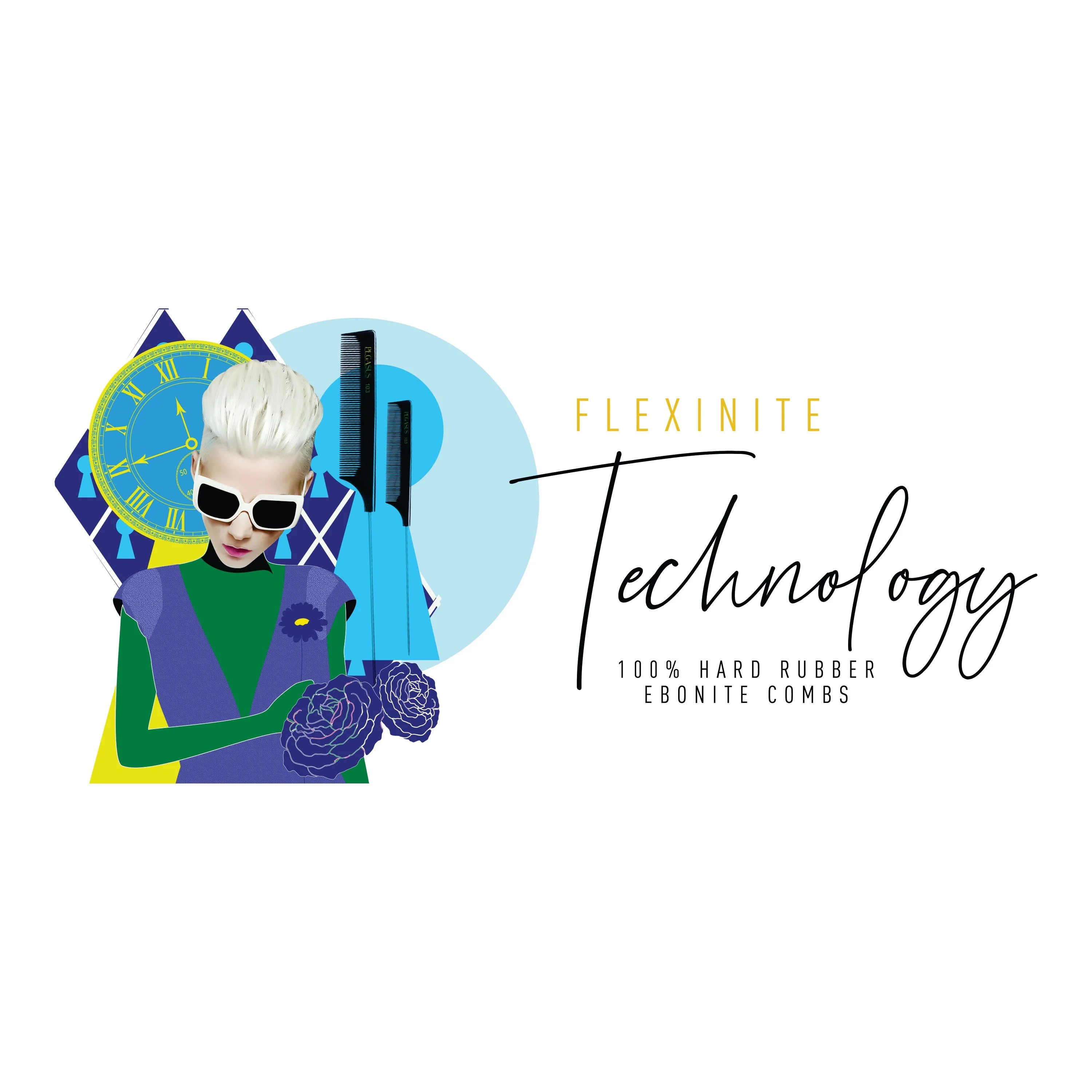 Pegasus Skulleto 302, 7in Hard Rubber Extra Fine Tooth Barber Comb, Seamless, Smooth Edges, Anti Static, Heat & Chemically Resistant, Wet Hair, Everyday Grooming Comb | Peines de goma dura - Silver