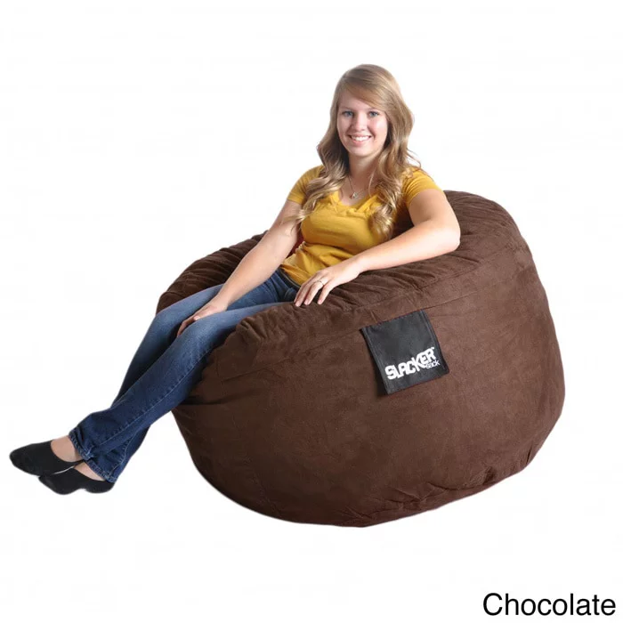 SLACKER sack 4-Feet Suede Microsuede Beanbag Chair, Light Brown