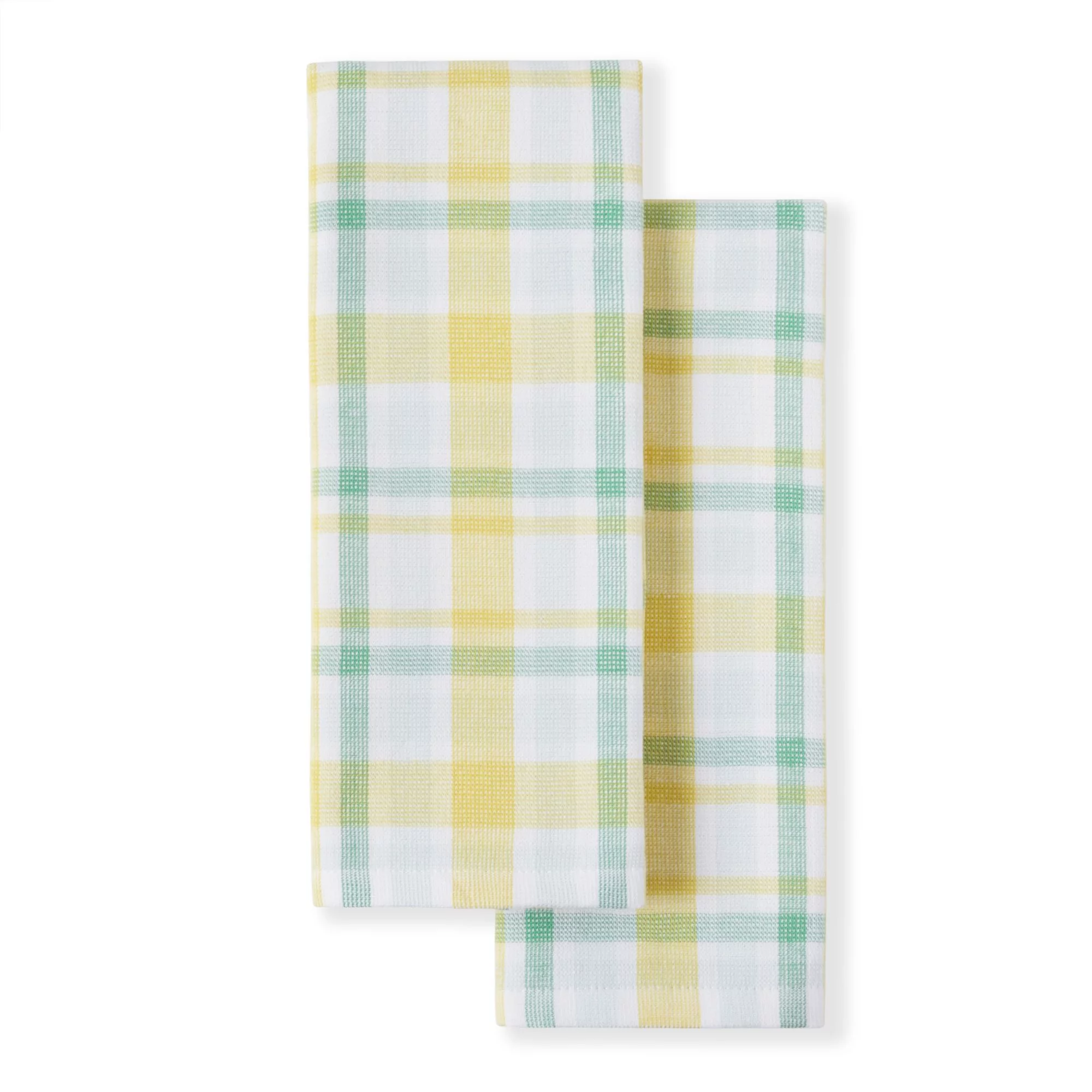 Martha Stewart Valley Plaid Cotton Kitchen Towel Set, Aqua, 2 Piece