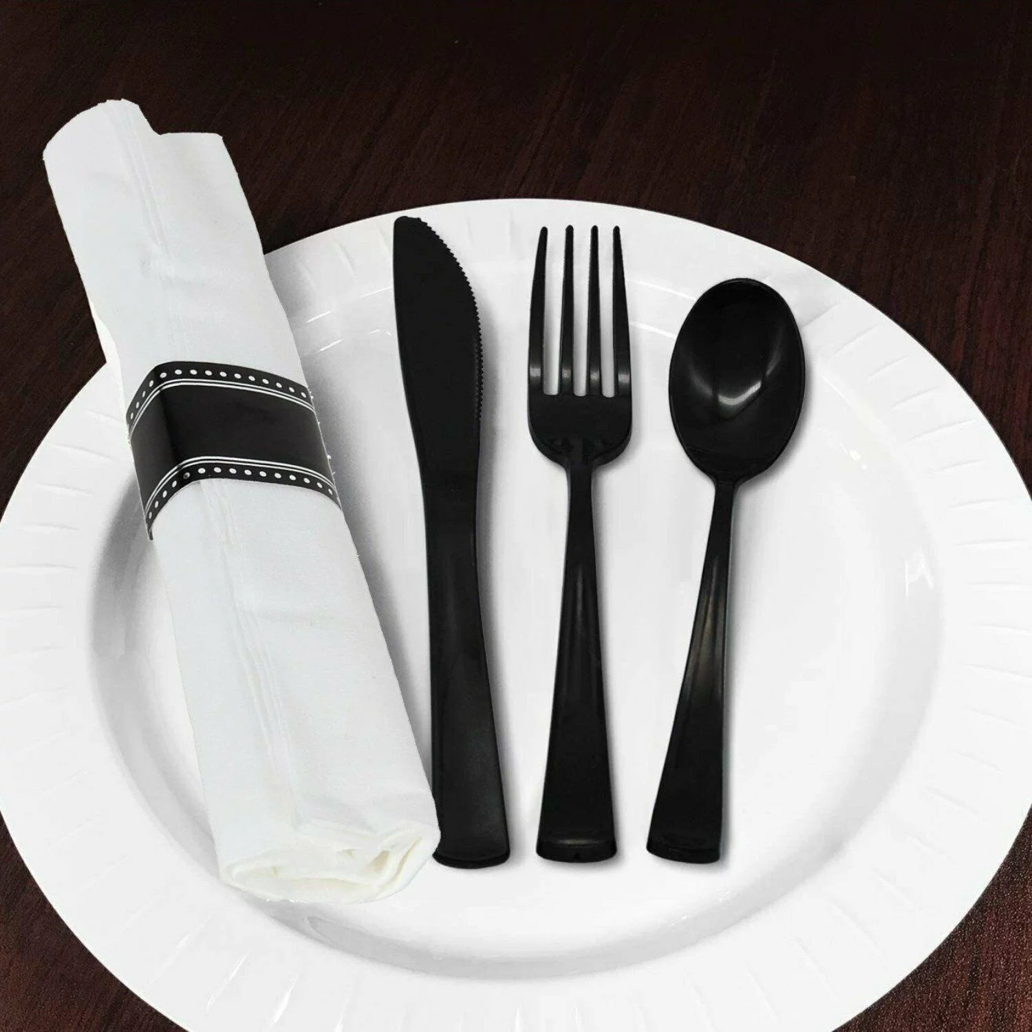 Lillian Pack of 10 Sets Pre-Rolled Cutlery And Napkin Set (Qty 3)